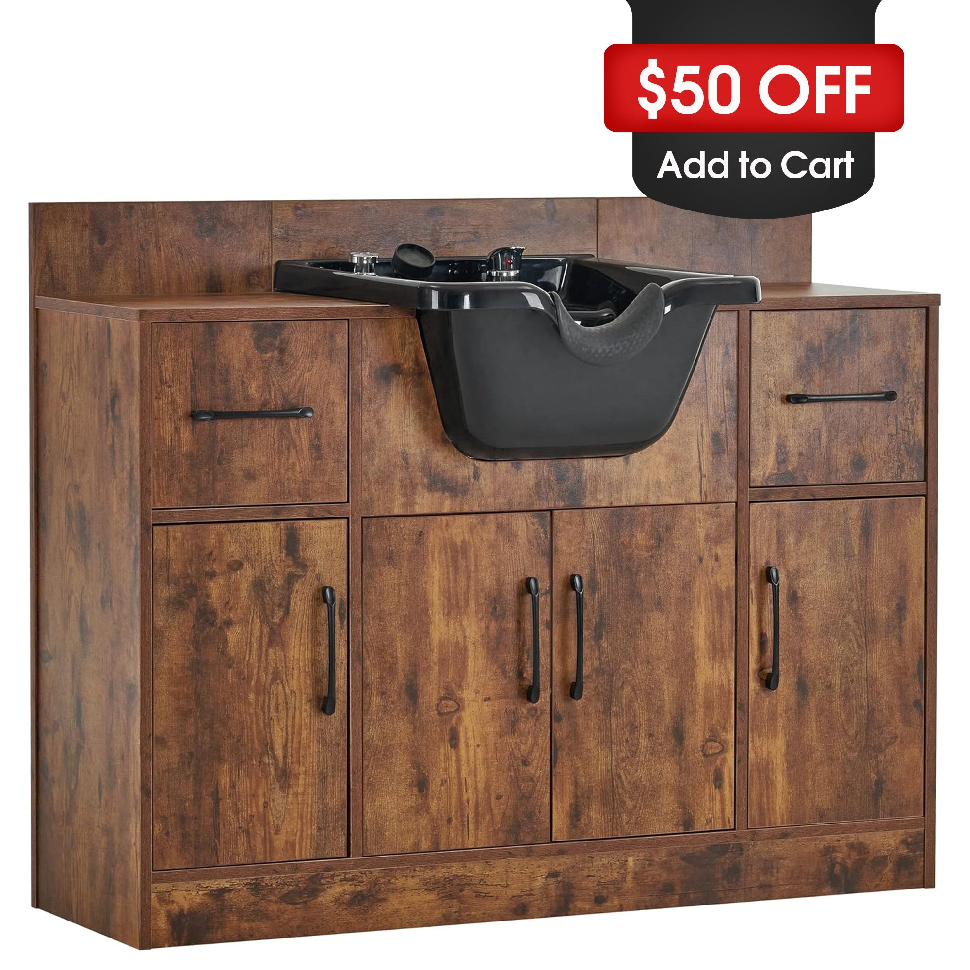 Barber Shampoo Storage Station for Hair Stylist, Salon Beauty Equipment with Backwash Sink 7139