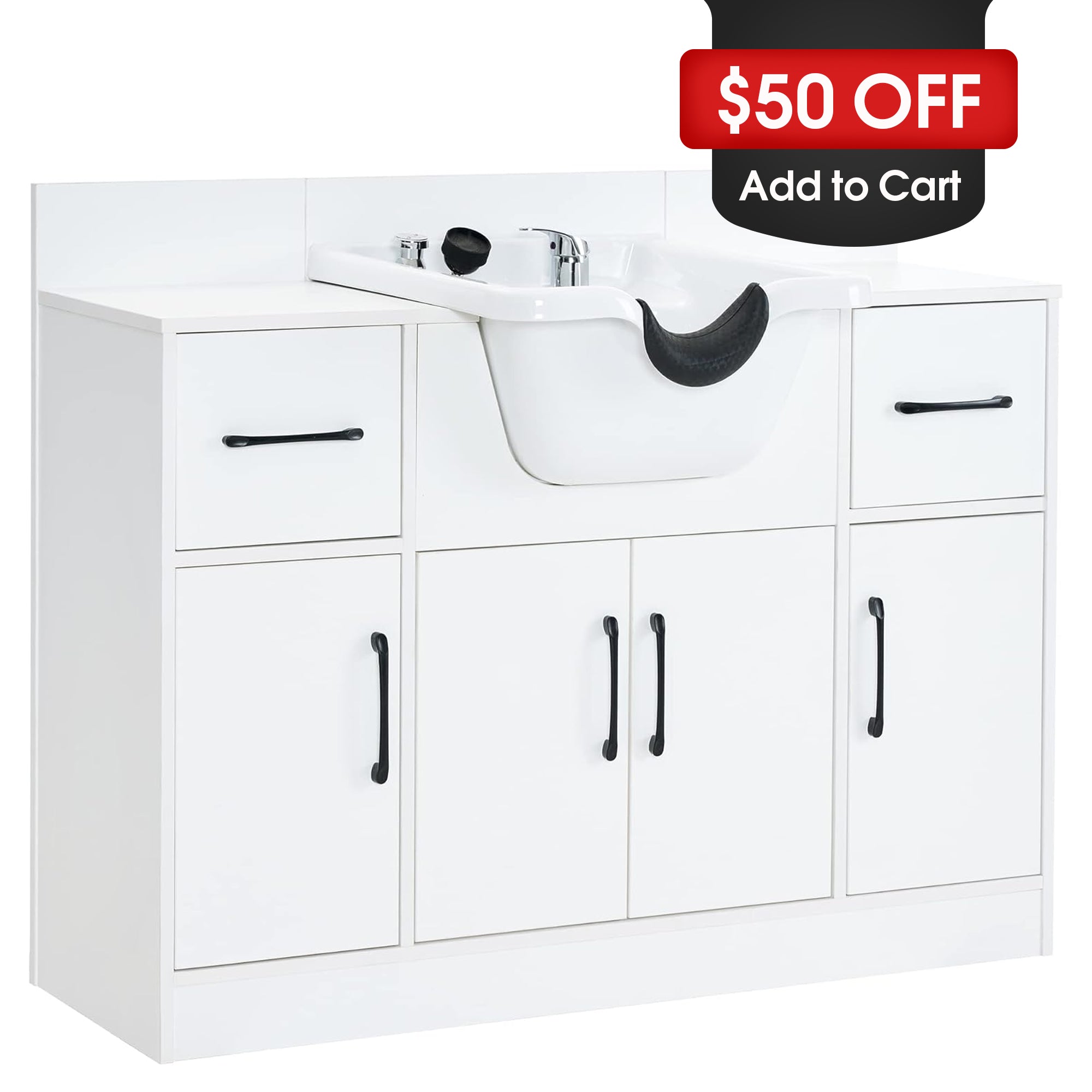 Barber Shampoo Storage Station for Hair Stylist, Salon Beauty Equipment with Backwash Sink 7139