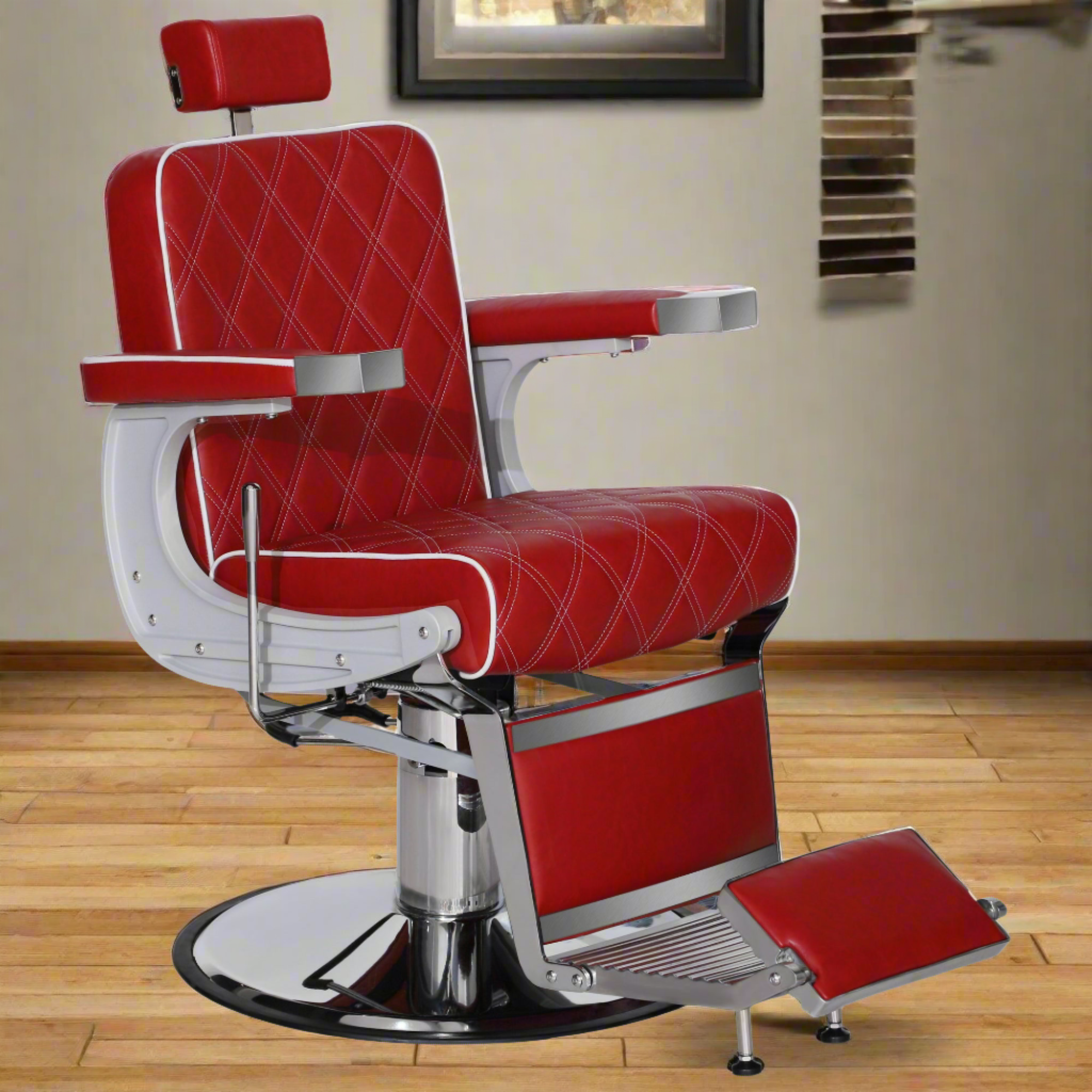 BarberPub Barber Chair for Hair Stylist, Reclining Barbershop Salon Chair 3825