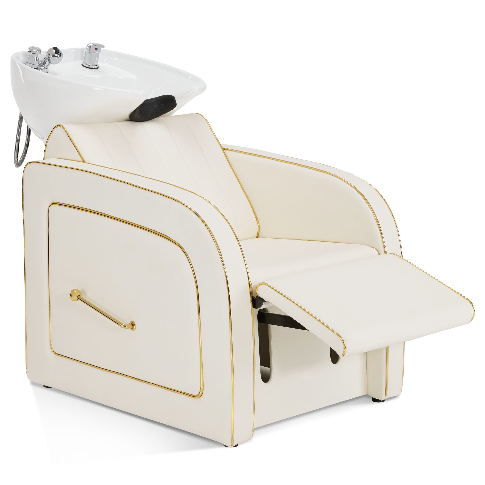 Salon & Barber Styling Chair 8885 with Hydraulic Base and Backwash Shampoo Chair 9175 with Adjustable Porcelain Bowl – Complete Professional Salon Set for Spas and Stylists