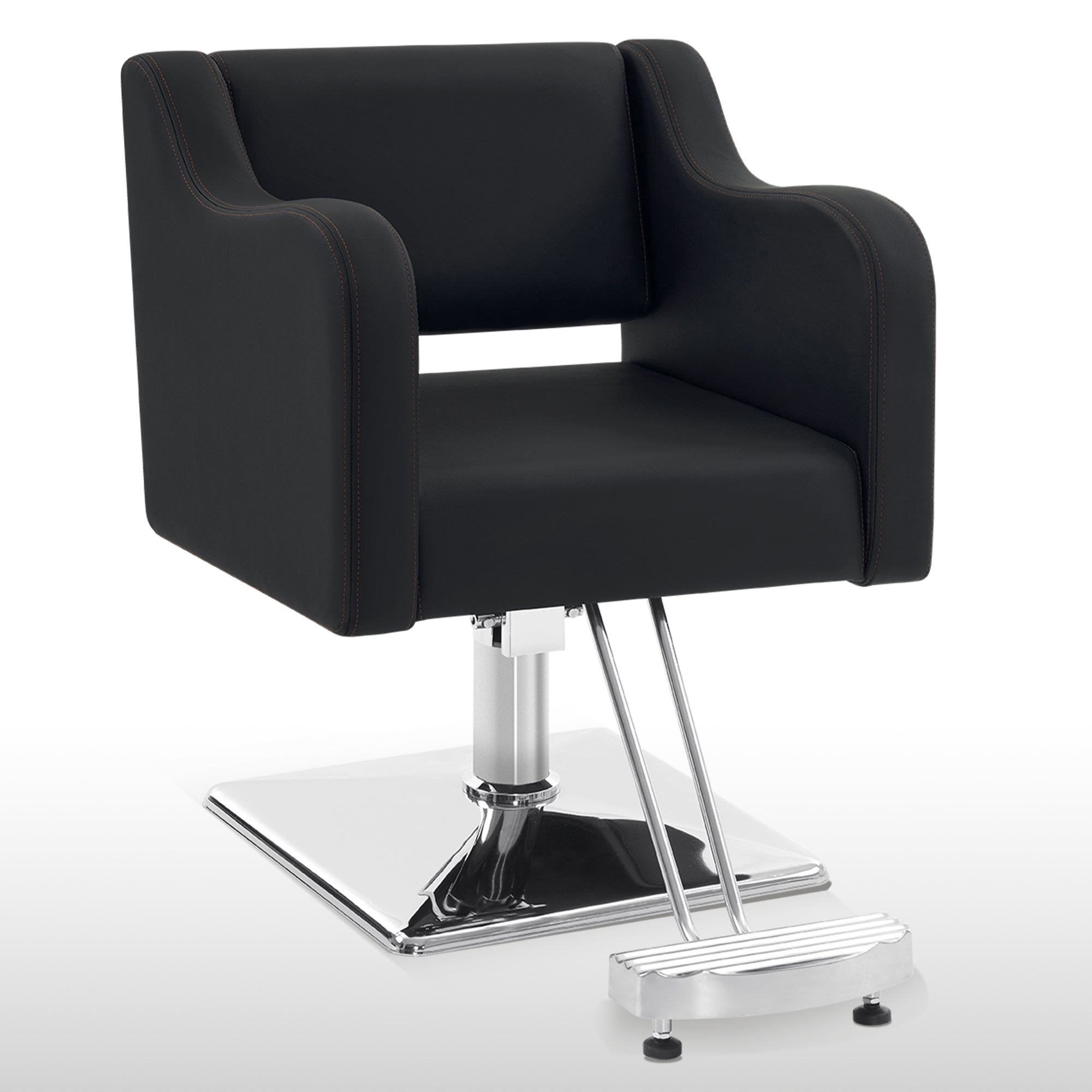 BarberPub Salon Chair 3802 & Backwash Shampoo Chair 9370 Set – Brown Hydraulic Barber Styling Chair with Ceramic Hair Wash Bowl