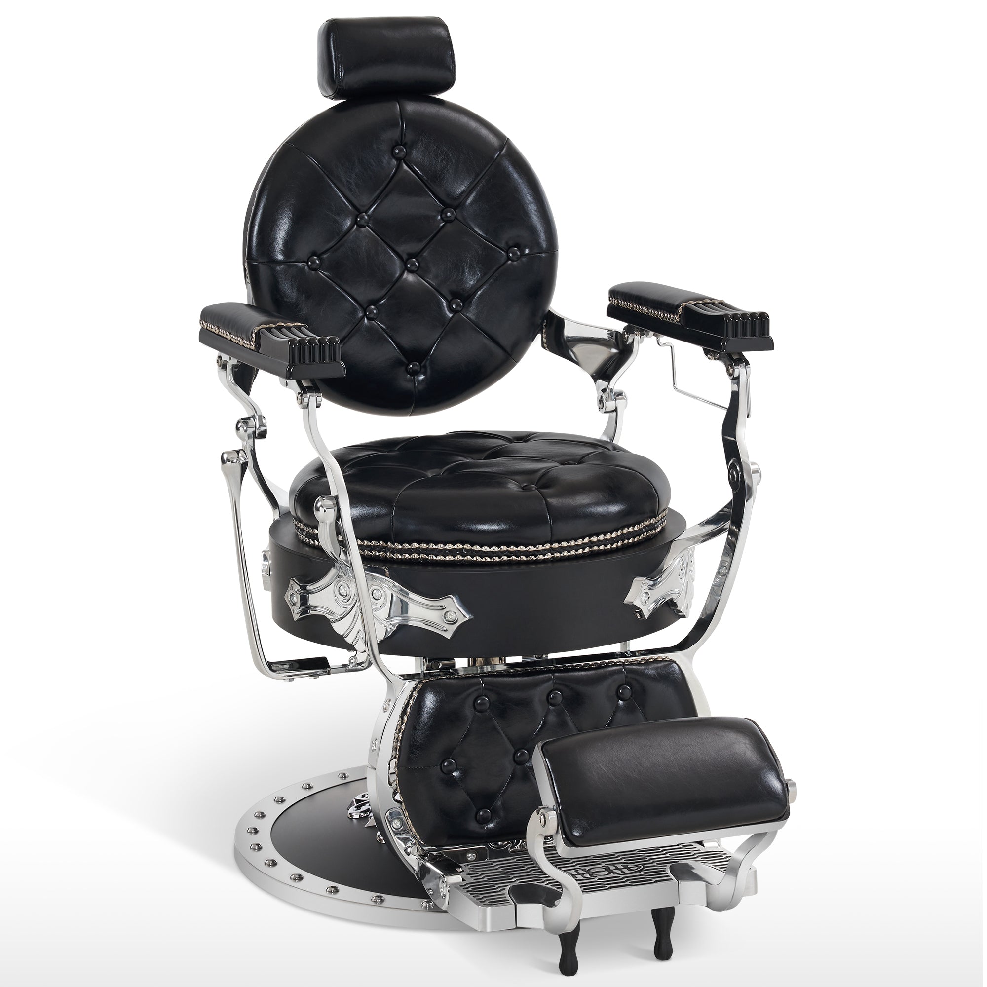 BarberPub Vintage Barber Chair, Reclining Retro Chair with Adjustable Headrest 8688