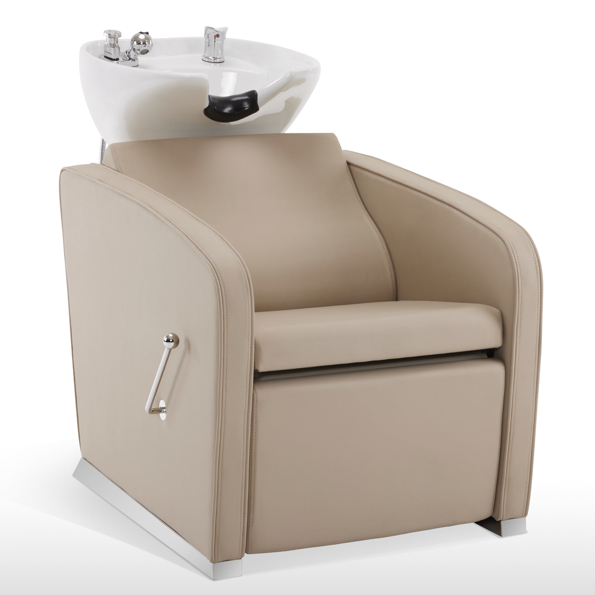 BarberPub Backwash Shampoo Station Chair, Salon Ceramic Hair Wash Bowl 9370