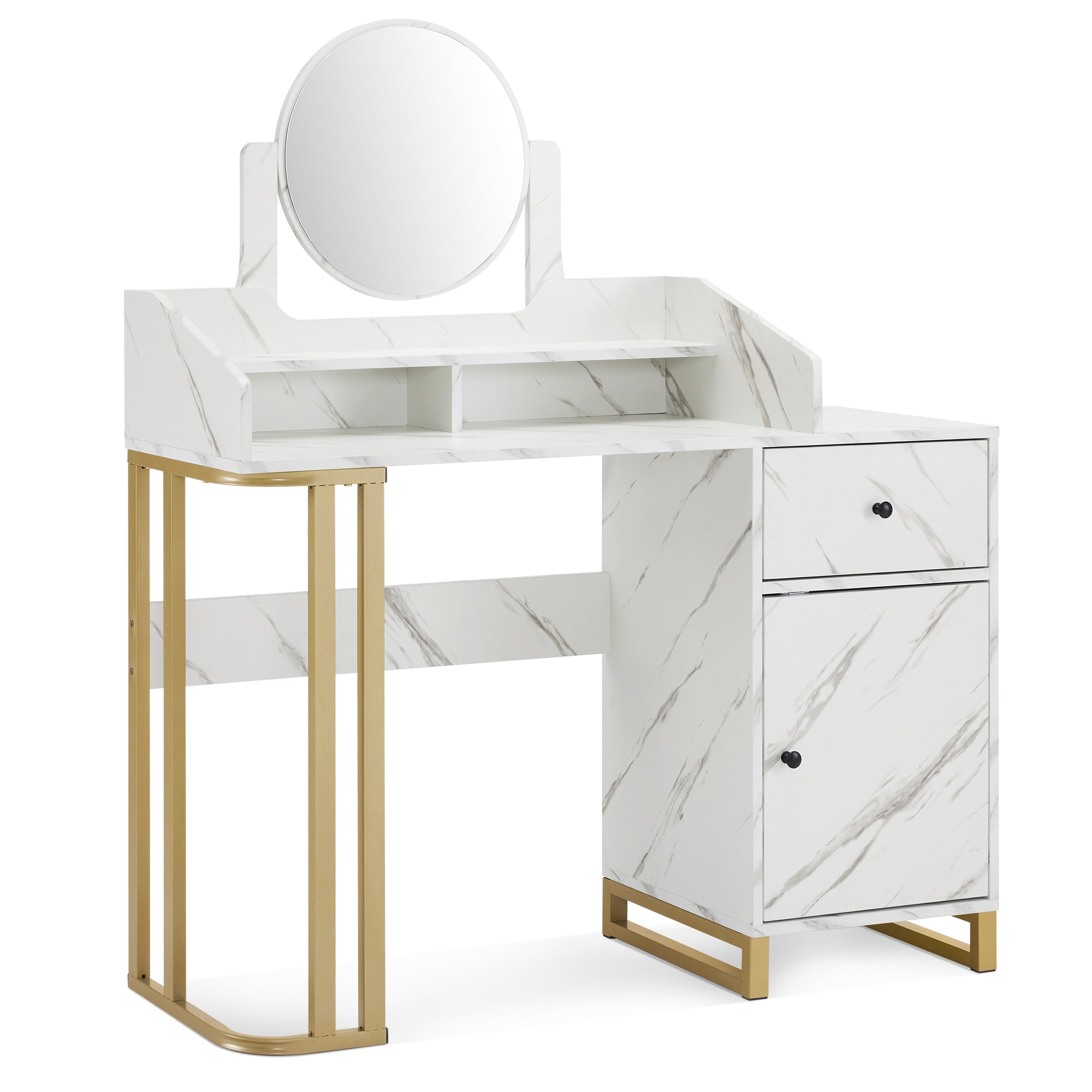 BarberPub Modern Vanity Desk, Dressing Table with Adjustable Mirror, M BarberPub Modern Vanity Desk, Dressing Table with Adjustable Mirror, M