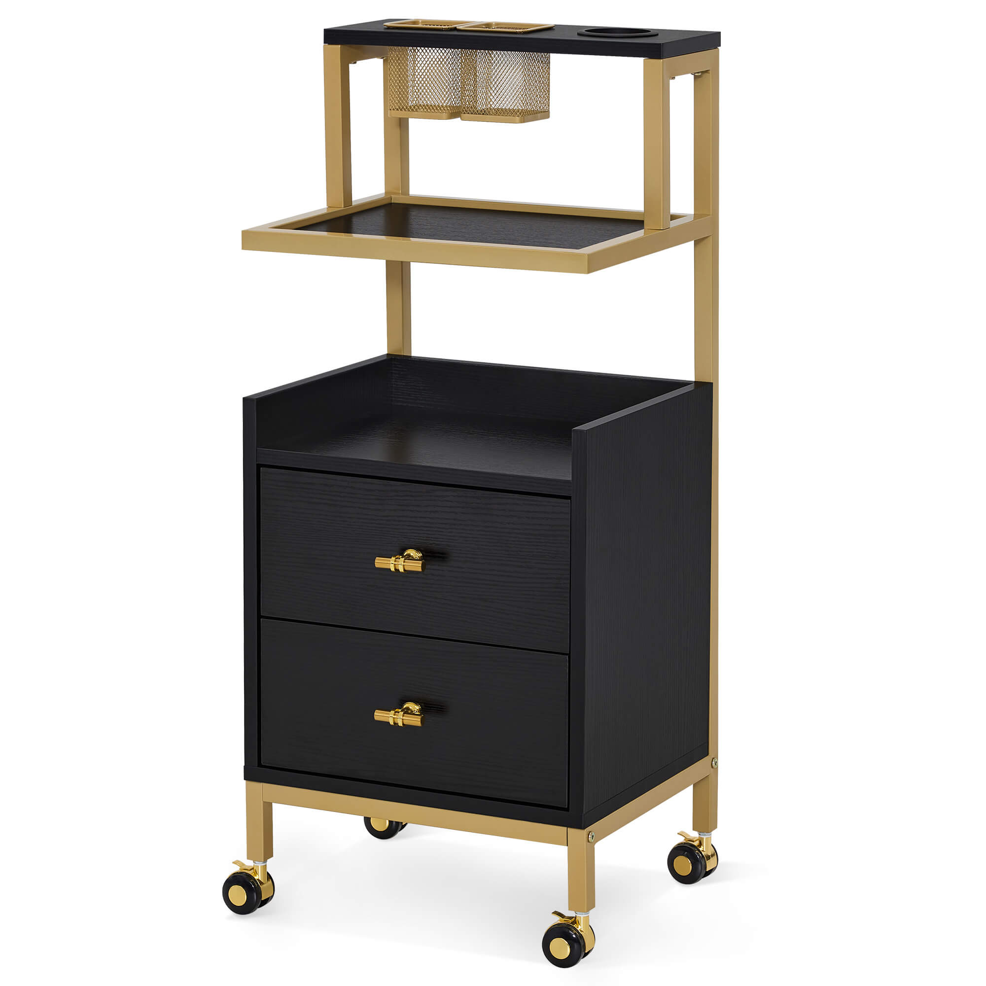 Beauty Salon Trolley with Tool Holders & Wheels, SPA Barber Rolling Cart with Metal Frame 2084