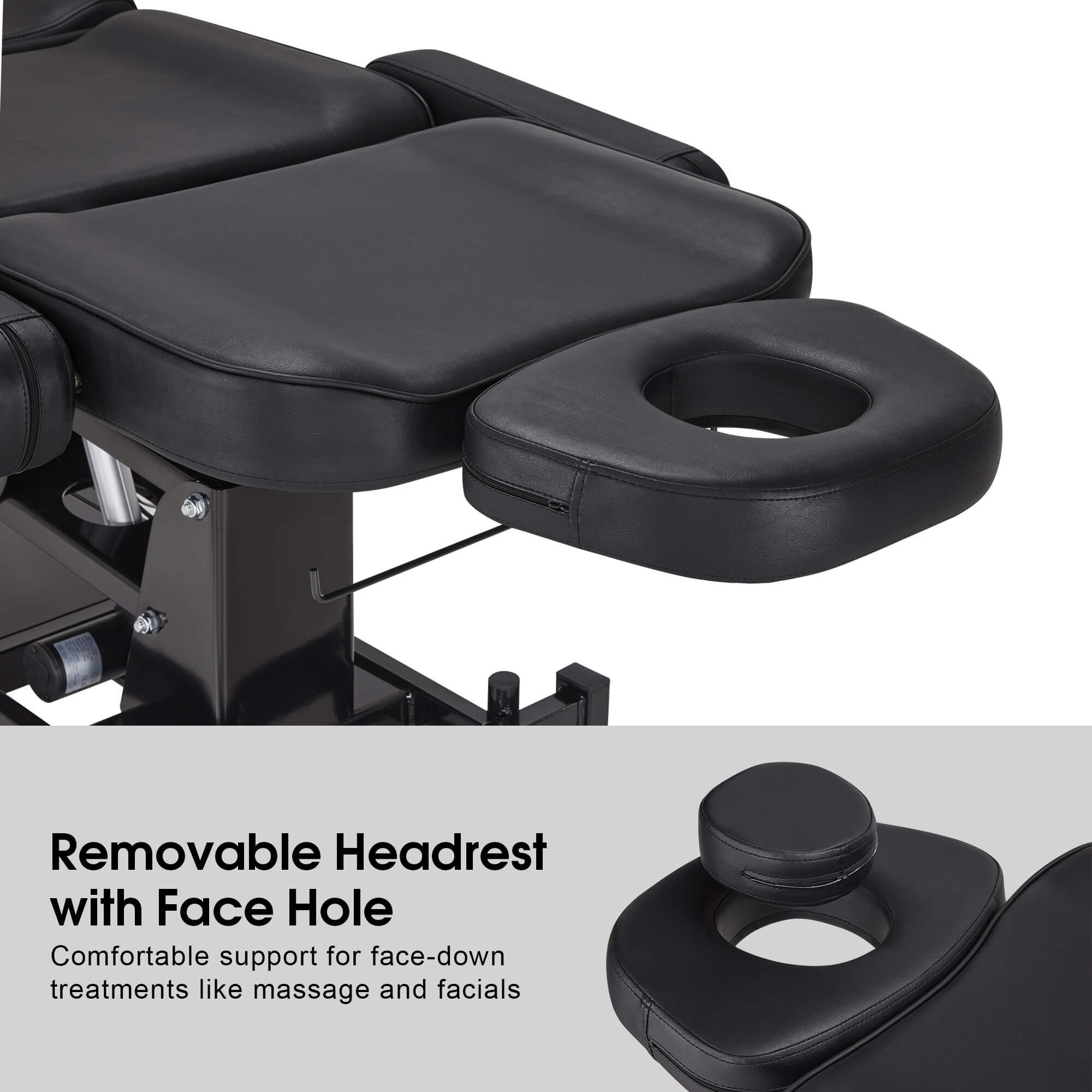 3 Motors Adjustable Electric Massage Beauty Bed, Spa Facial Chair with Foot Casters, PVC Leather 2754