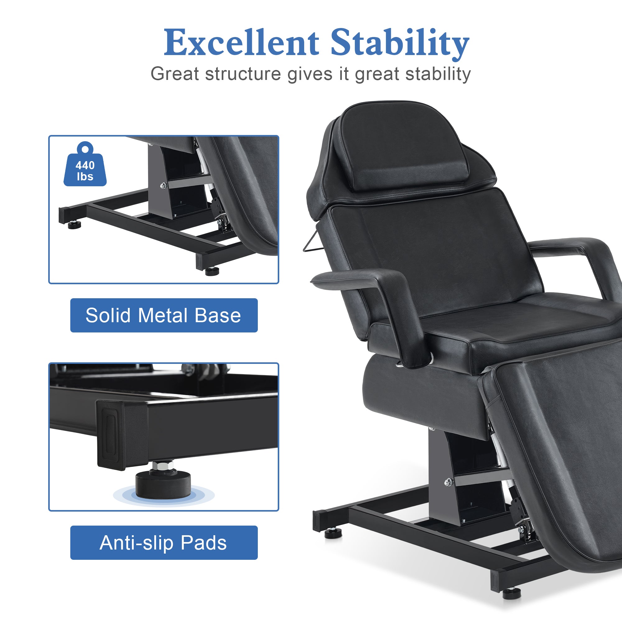 Electric Beauty Bed with 3 Motors, Tattoo Facial Bed for Esthetician , Massage Table for Client LW51