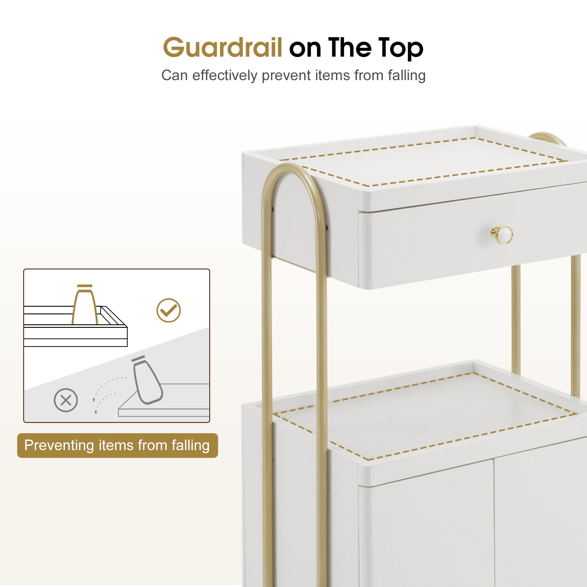 Salon SPA Rolling Trolley with Lockable Wheels, Barber Storage Cart for Storing Skin Cosmetics 2074