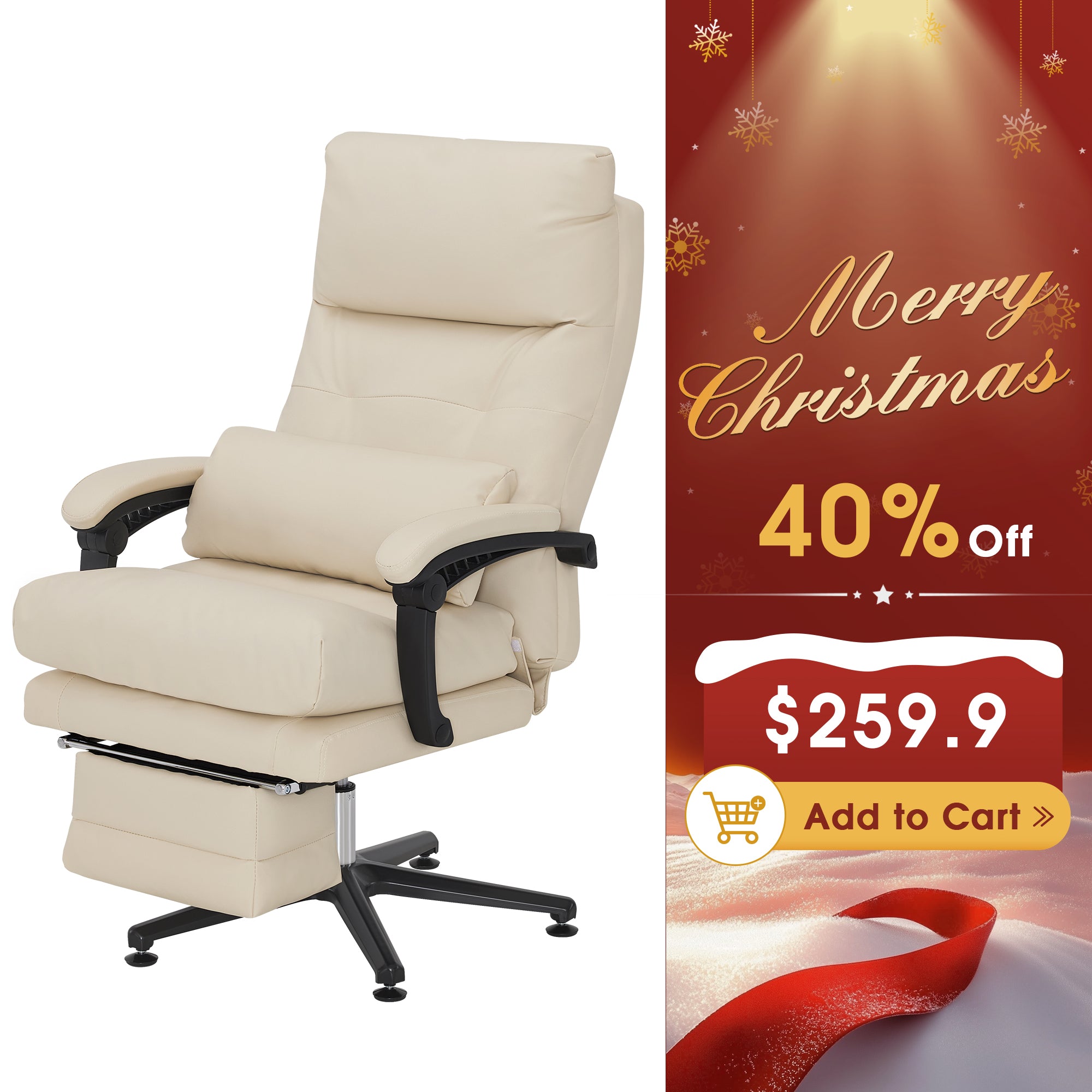 BarberPub Reclining Salon Pedicure Chair, 360° Swivel, Adjustable Height Lash Chair 8183