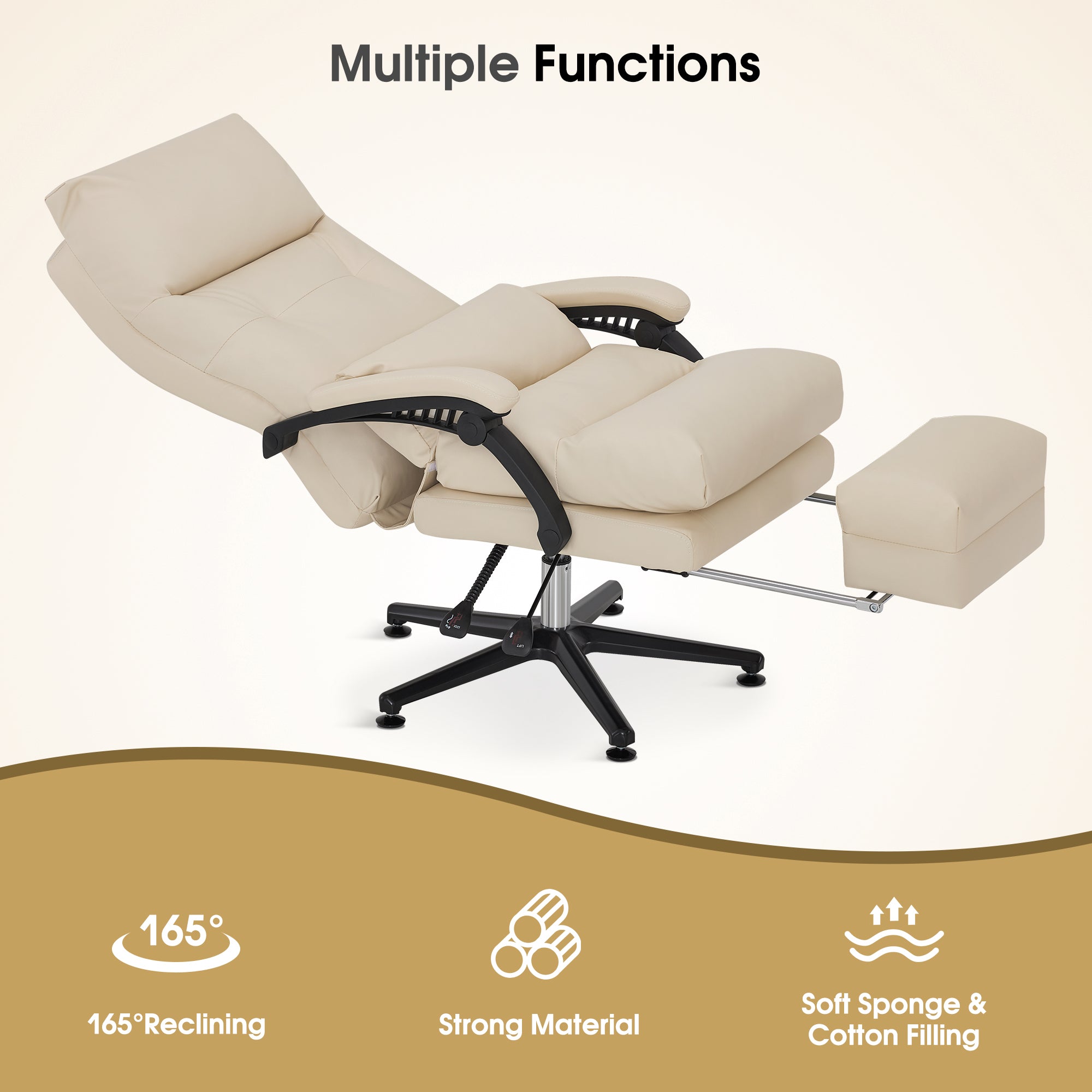 BarberPub Reclining Salon Pedicure Chair, 360° Swivel, Adjustable Height Lash Chair 8183