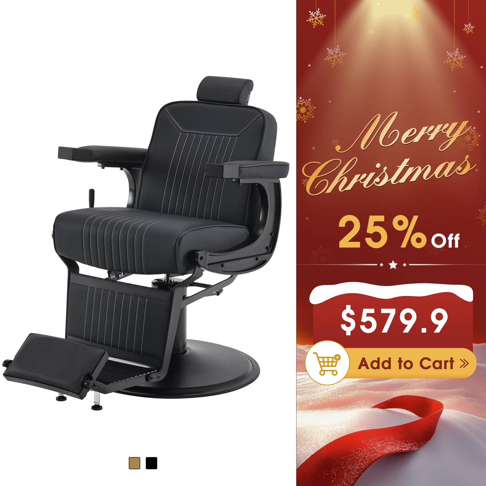 BarberPub Hydraulic Reclining Barber Chair with Adjustable Headrest, Black 8334