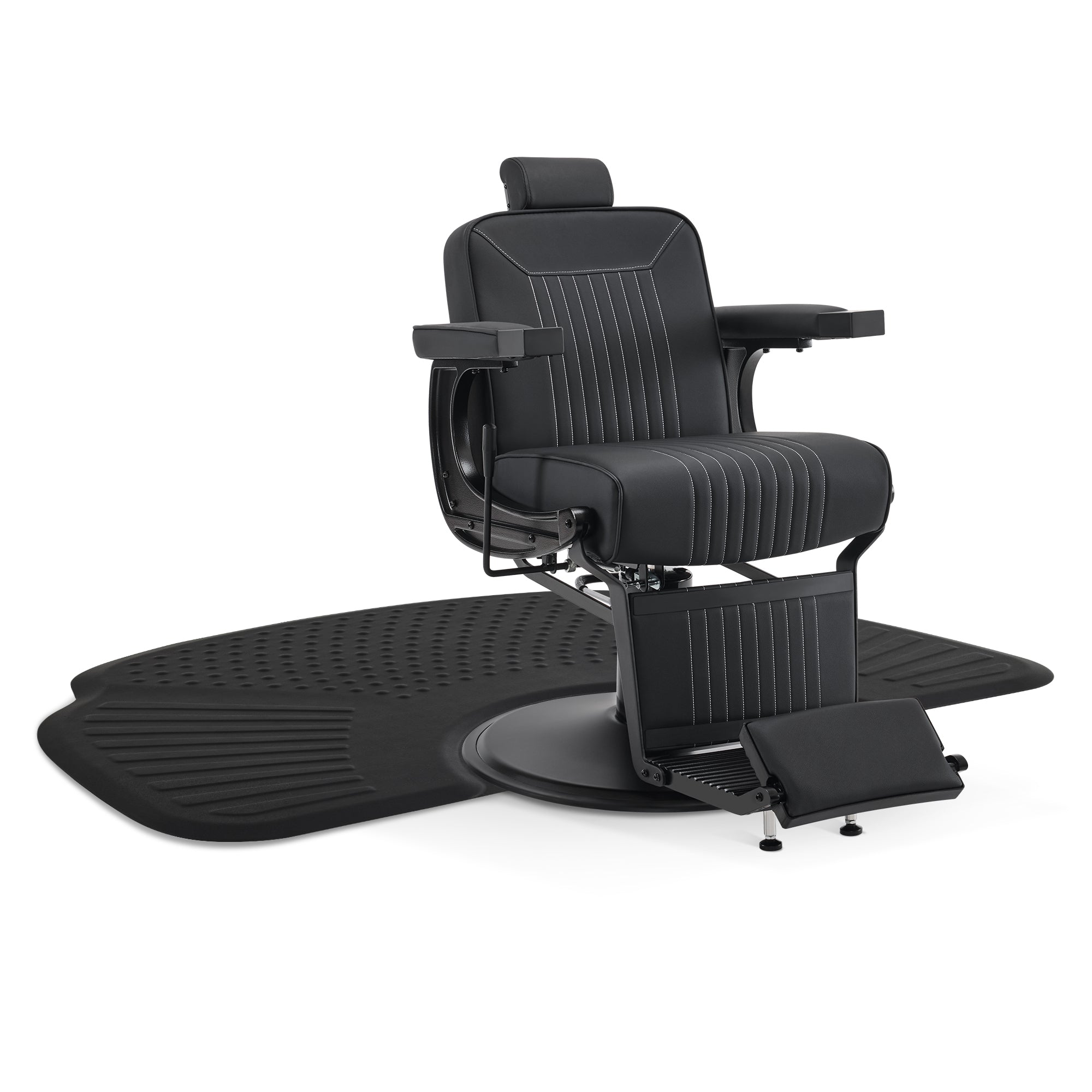 Barber Chair 8334 & Anti-Fatigue Mat 0085 Set - Hydraulic Reclining Barber Chair with Ergonomic Comfort Mat, Ideal for Barbers & Stylist