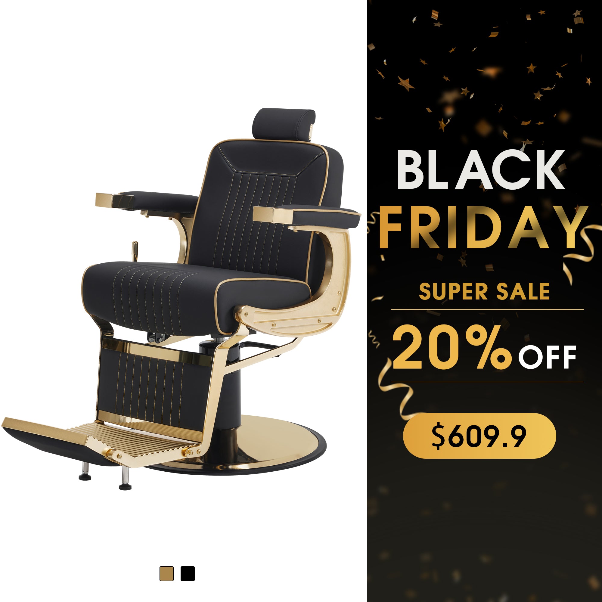 BarberPub Hydraulic Reclining Barber Chair with Adjustable Headrest, Black 8334