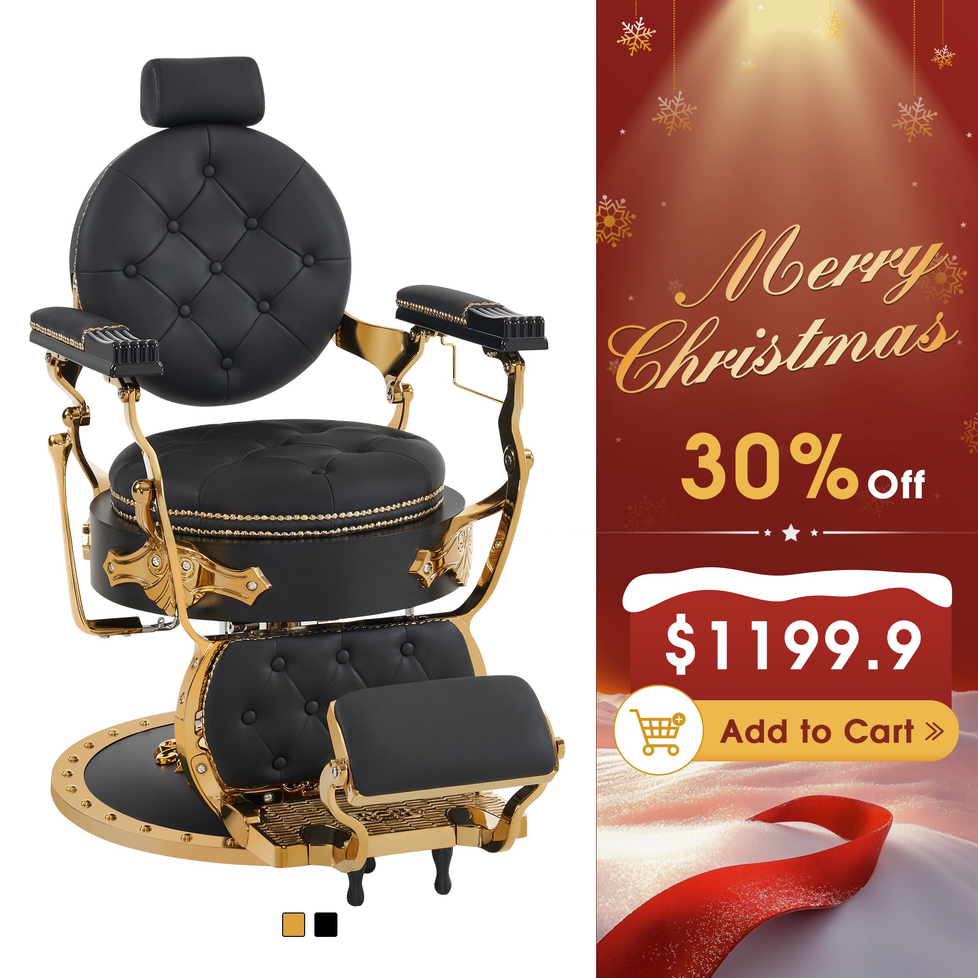 BarberPub Vintage Reclining Barber Chair, All Purpose Retro Hair Styling Chair 8688