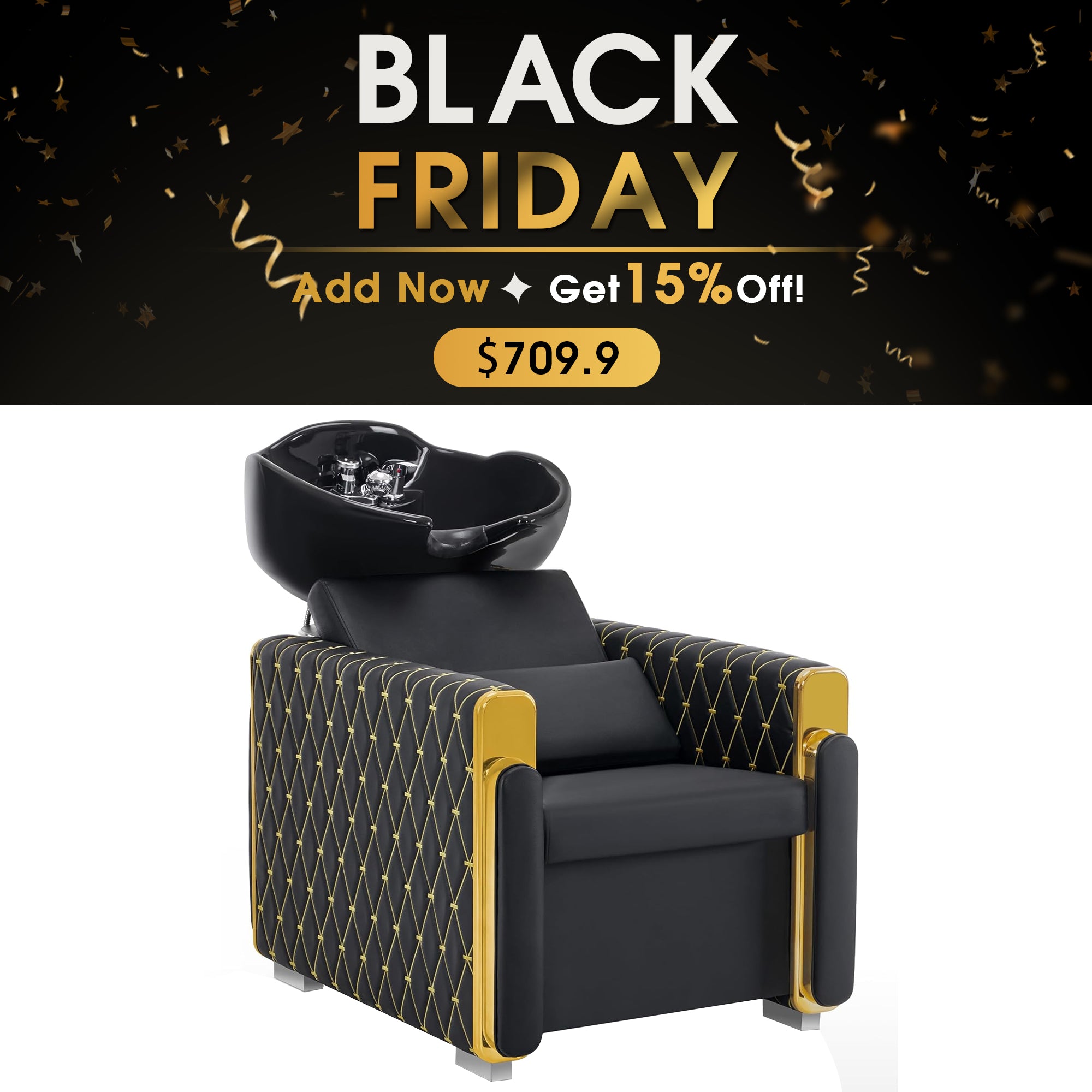 BarberPub Shampoo Chair, Backwash Ceramic Shampoo Bowl Unit Station 8690