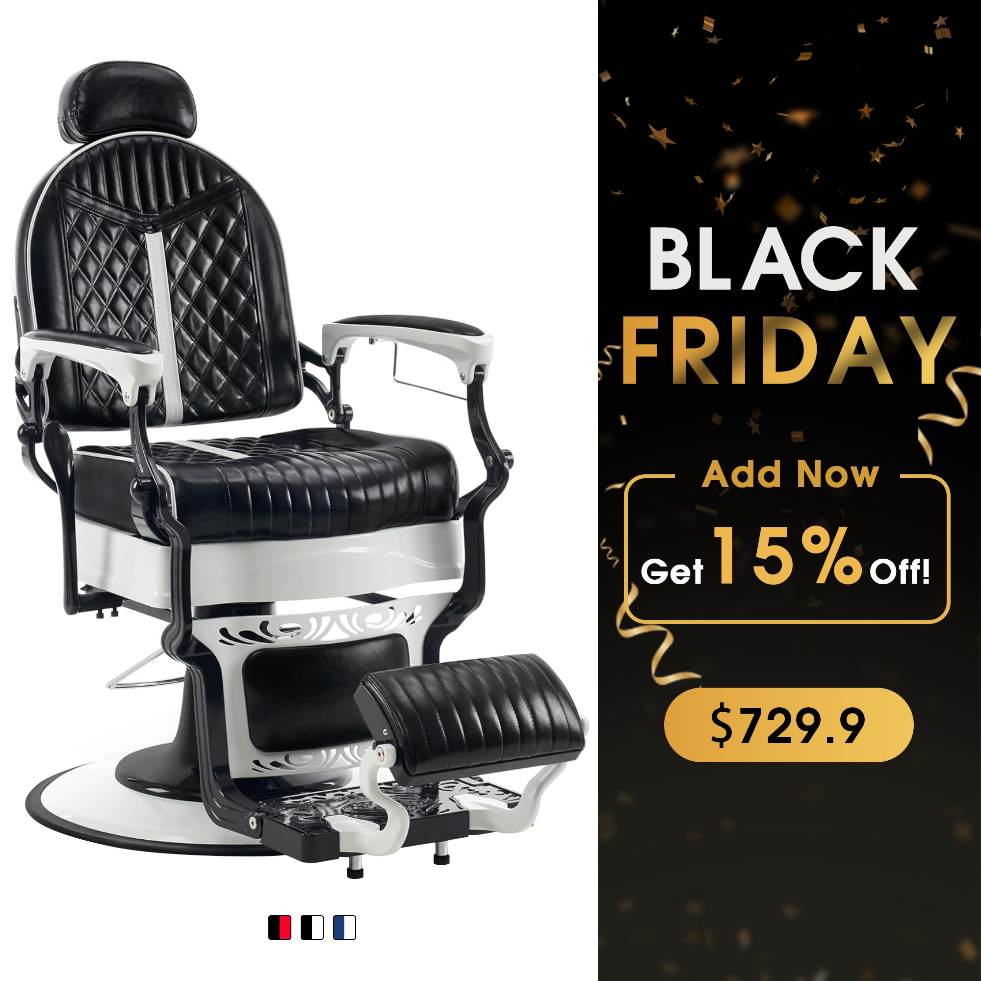 BarberPub Vintage Barber Chair with Headrest, All Purpose Reclining Salon Chair 8730