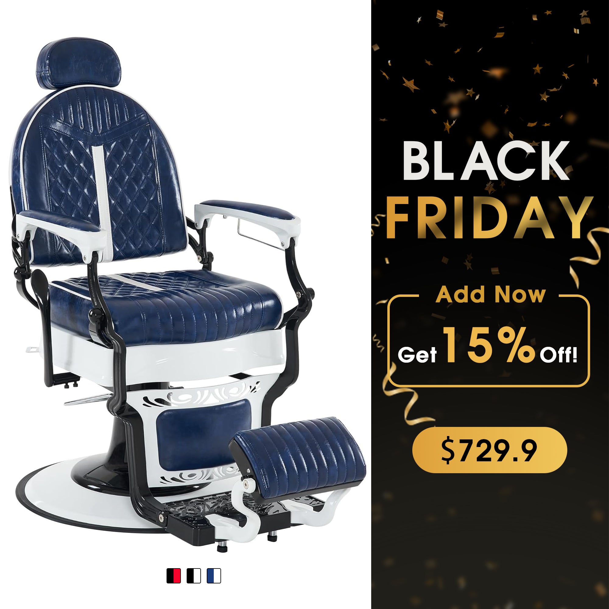 BarberPub Vintage Barber Chair with Headrest, All Purpose Reclining Salon Chair 8730