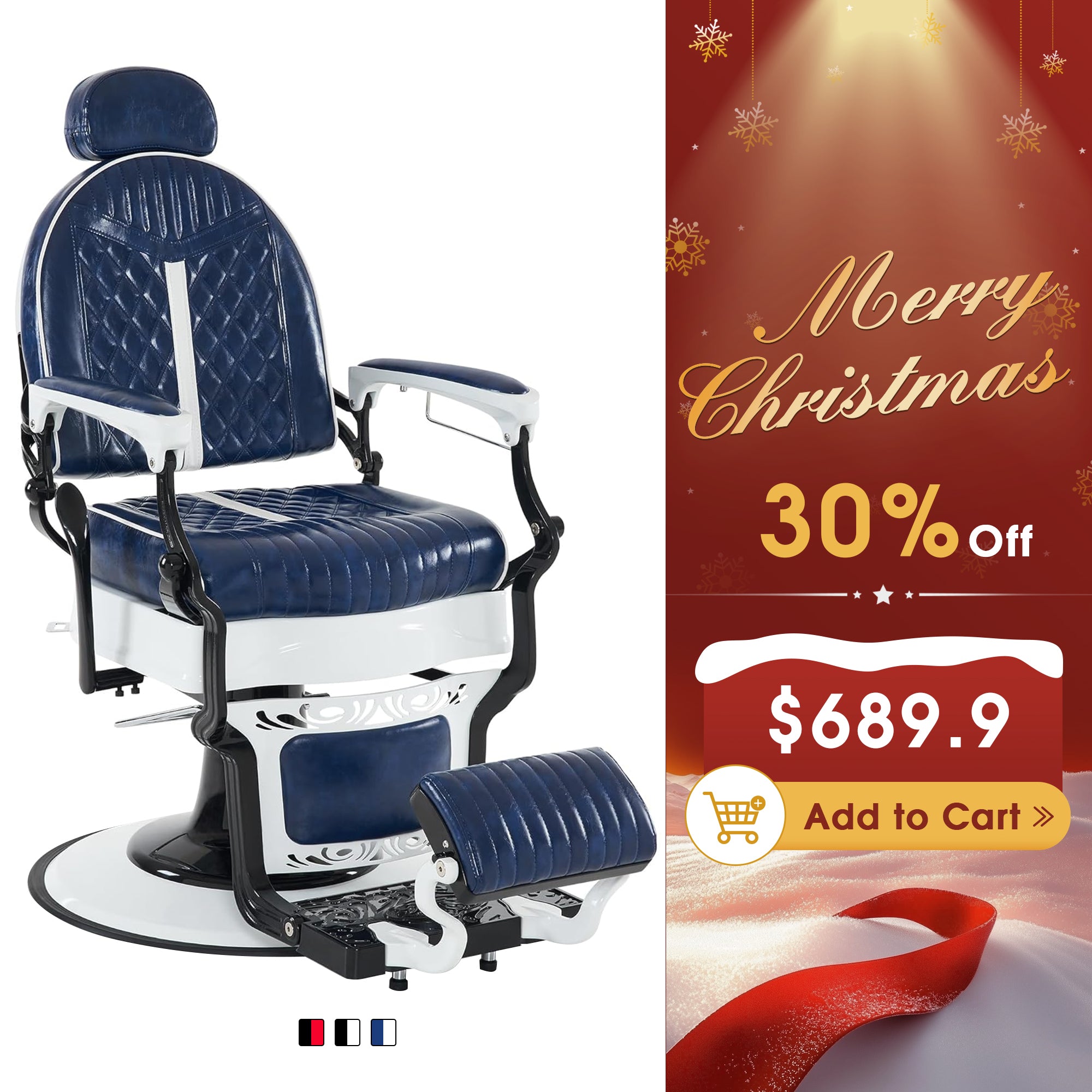 BarberPub Vintage Barber Chair with Headrest, All Purpose Reclining Salon Chair 8730