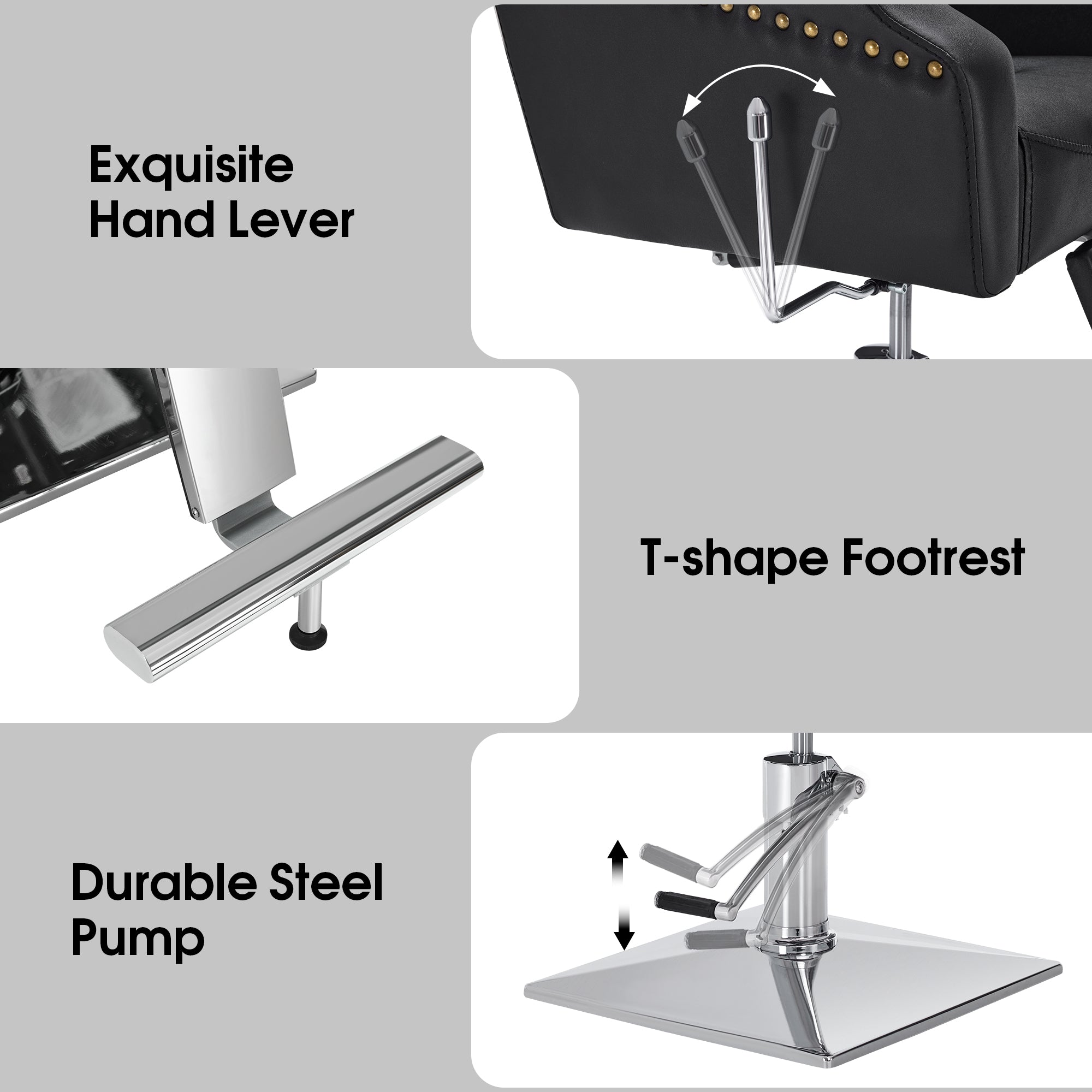 BarberPub Heavy-Duty Reclining Barber Chair with Adjustable Headrest 3125