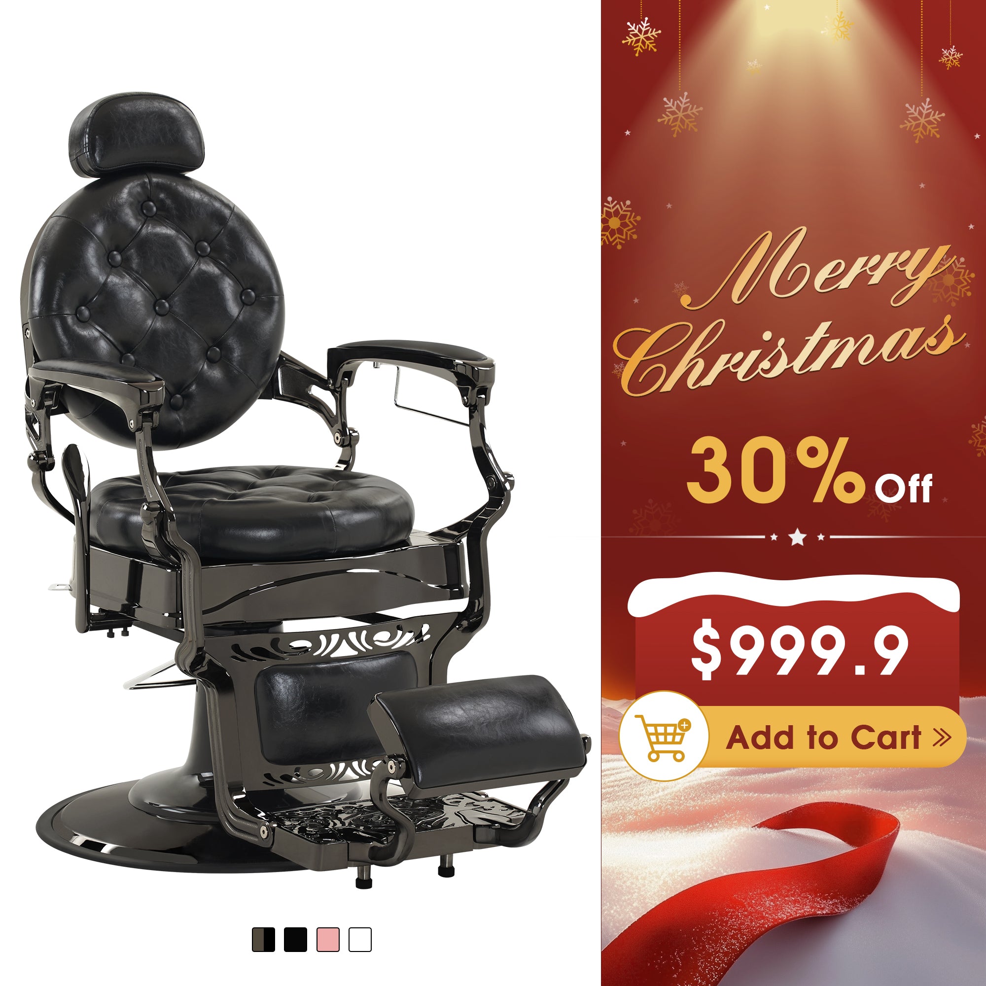 BarberPub Vintage Barber Chair, Heavy Duty Metal Retro Reclining Salon Chair 8914