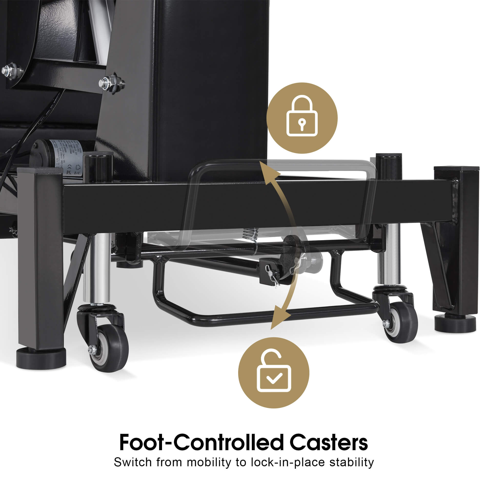 3 Motors Adjustable Electric Massage Beauty Bed, Spa Facial Chair with Foot Casters, PVC Leather 2754