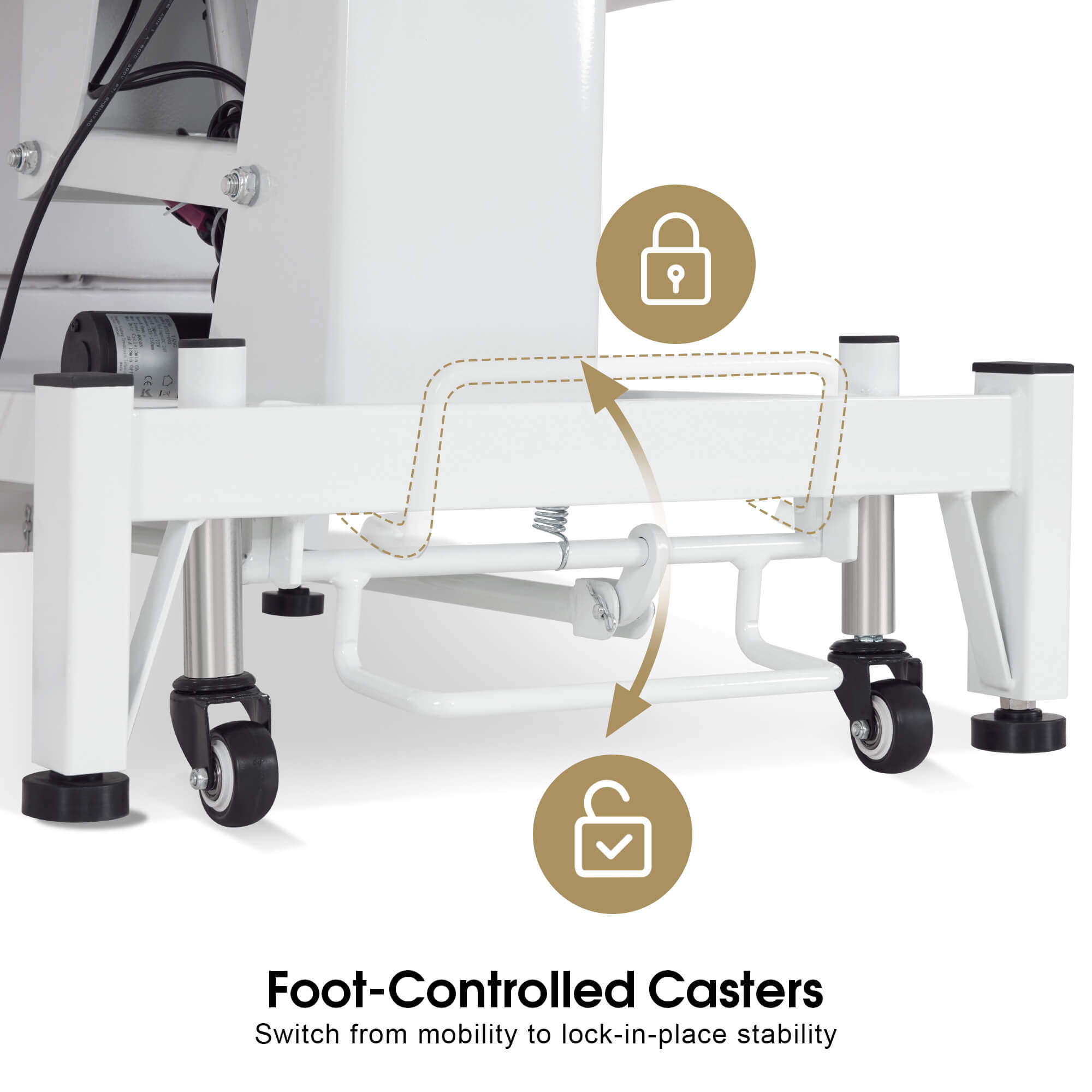 Professional 3-Motor Electric Beauty Bed with Foot-Controlled Wheels, Height, Backrest & Leg Rest Adjustable 2754