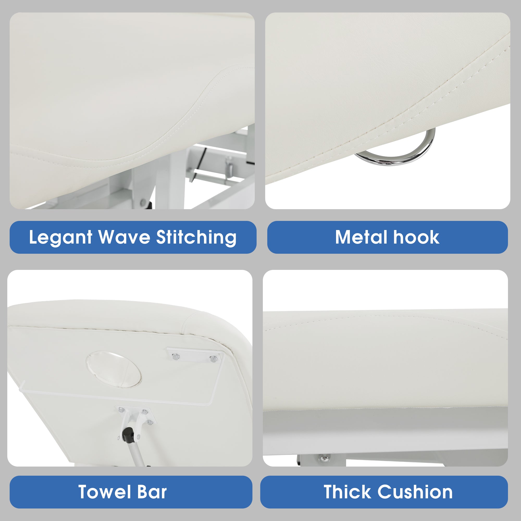 2 Motors Electric Facial Bed with Adjustable Height & Backrest, Rolling Message Tattoo Chair 2750