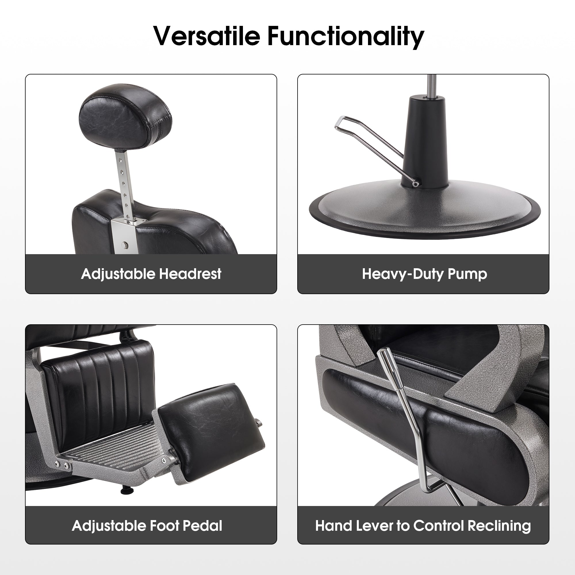 BarberPub All Purpose Barber Chair,Reclining Hair Stylist Salon Chair With Headrest 9502
