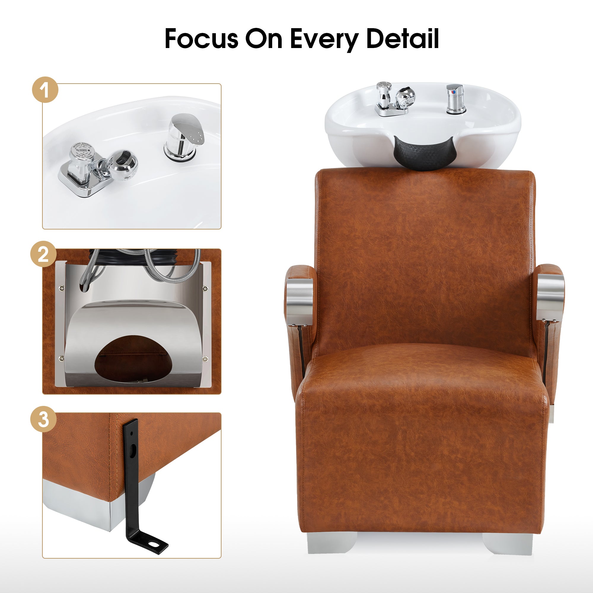 BarberPub Ceramic Bowl Backwash Shampoo Chair, Hair Washing Salon Station 9102