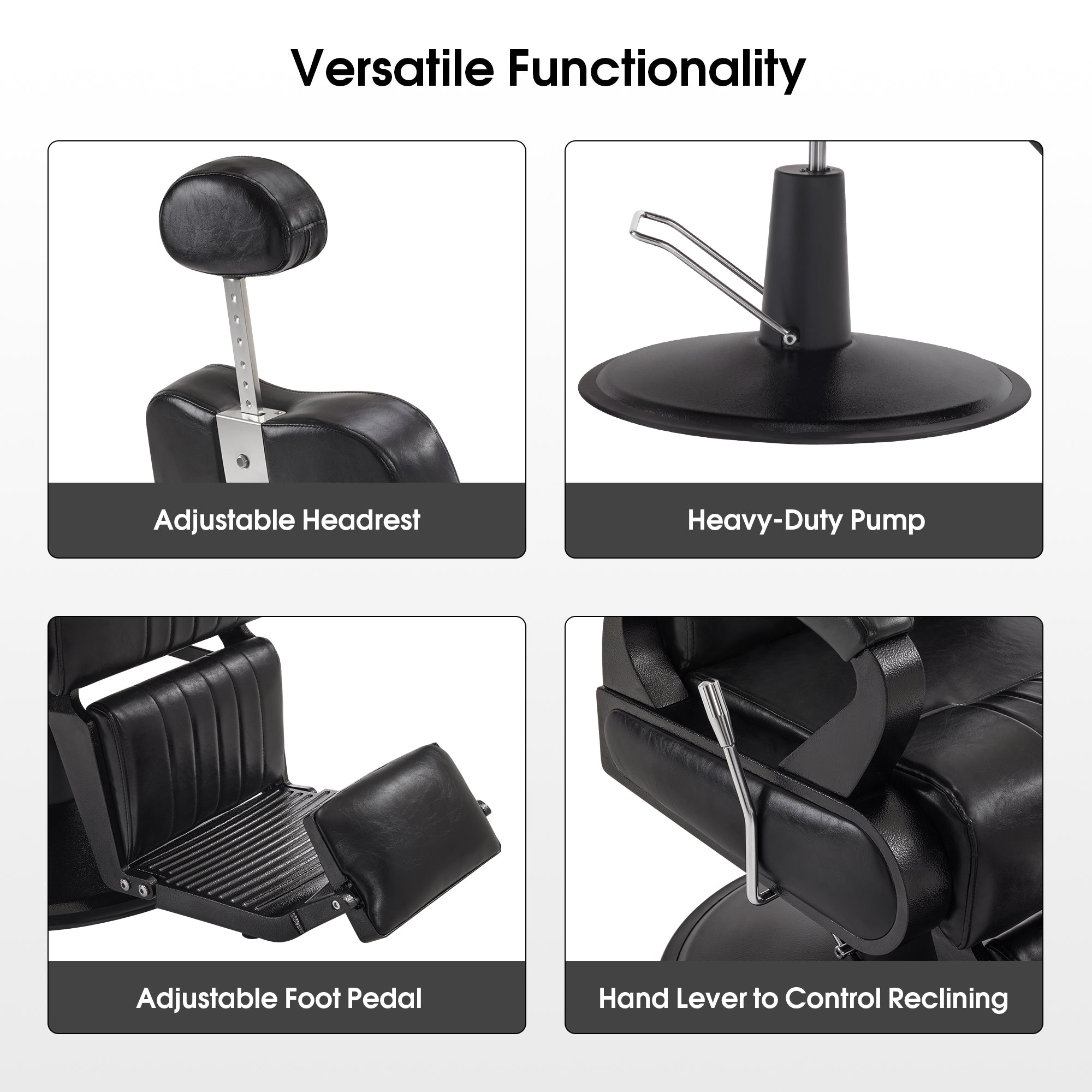 BarberPub All Purpose Barber Chair,Reclining Hair Stylist Salon Chair With Headrest 9502