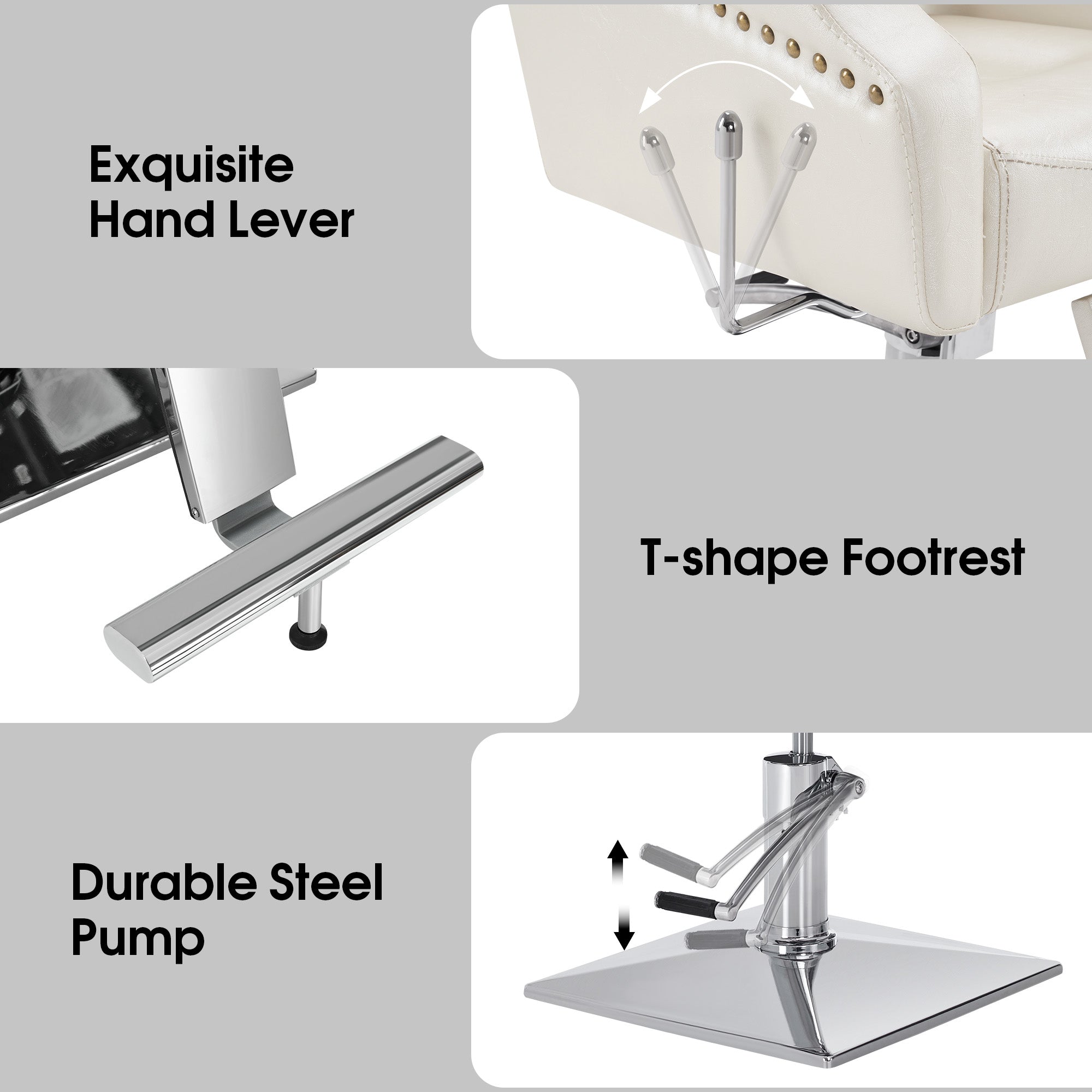 BarberPub Barber Chair with Headrest, Reclining Salon Chairs for Hair Stylist 3125