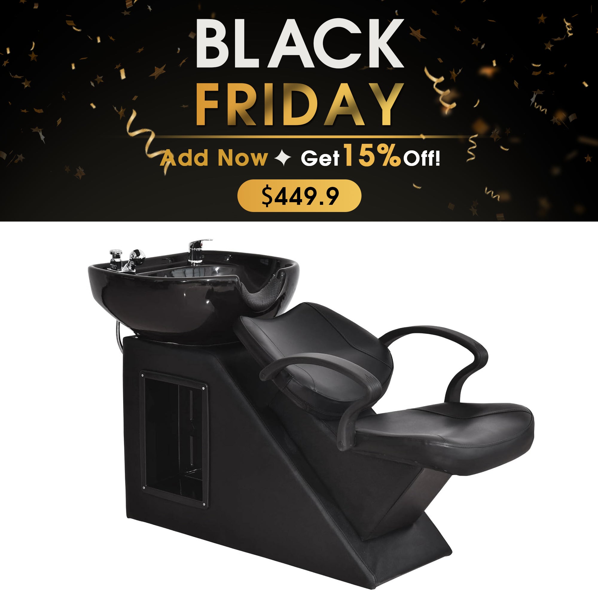 BarberPub Shampoo Chair, Ceramic Bowl Backwash Sink Barber Chair for Salon 9020