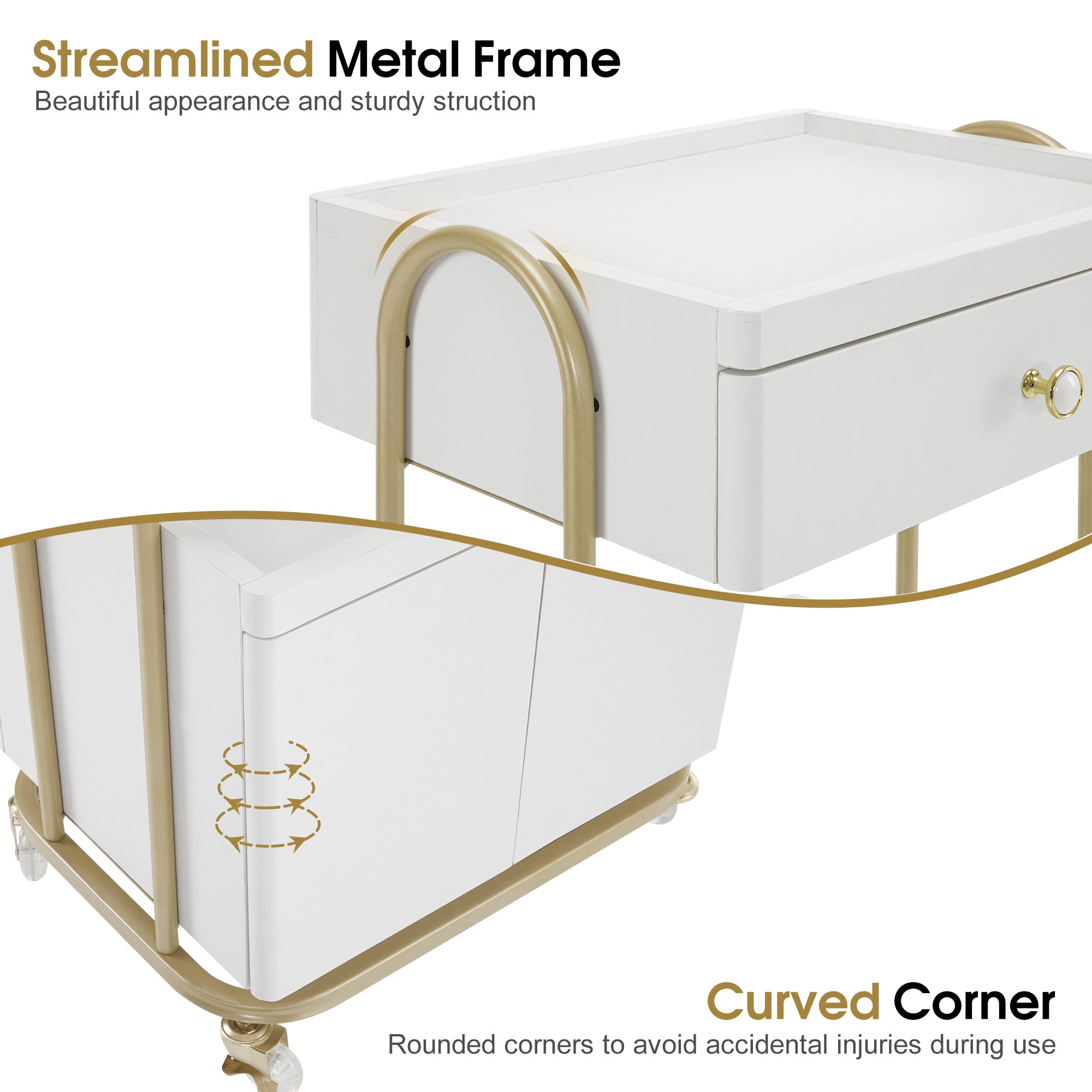 Salon SPA Rolling Trolley with Lockable Wheels, Barber Storage Cart for Storing Skin Cosmetics 2074