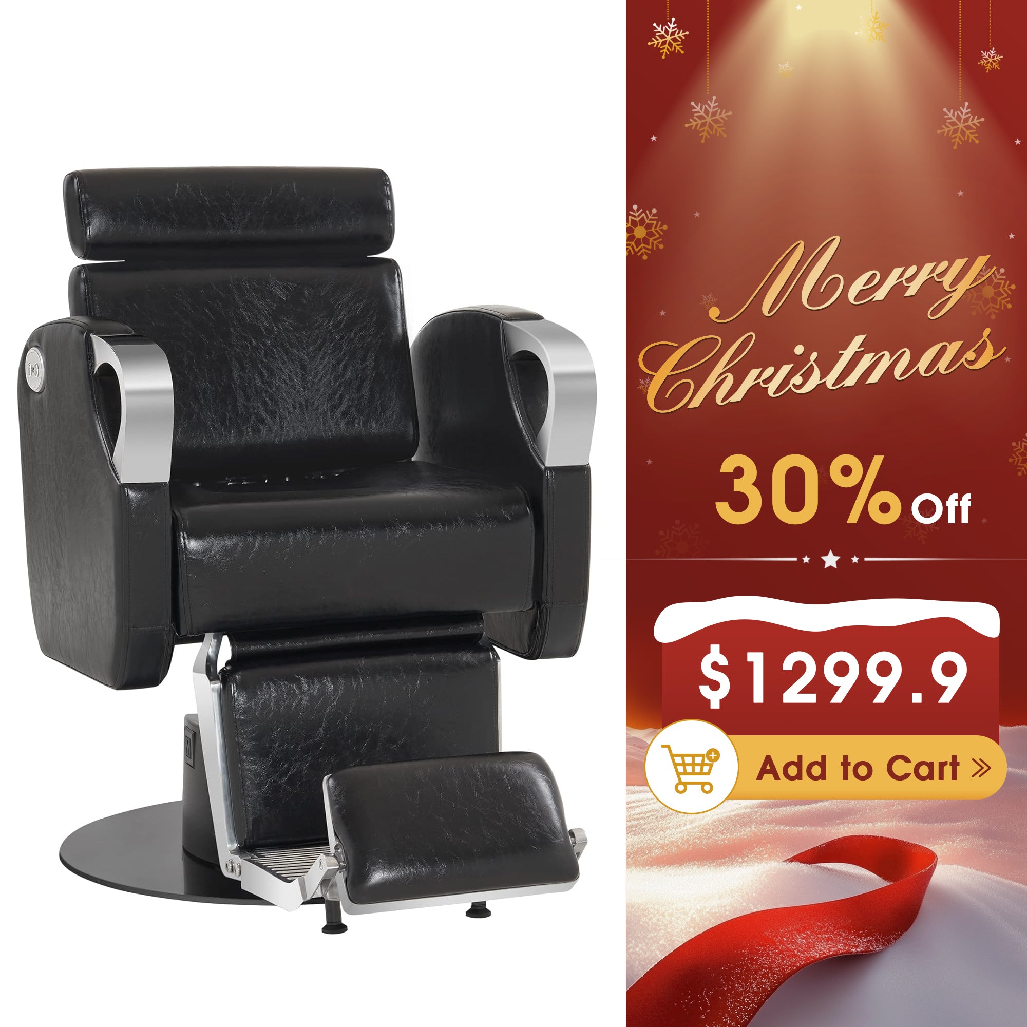 BarberPub Electric Barber Chair, Reclining Hair Stylist Salon Chair for BarberShop 9109