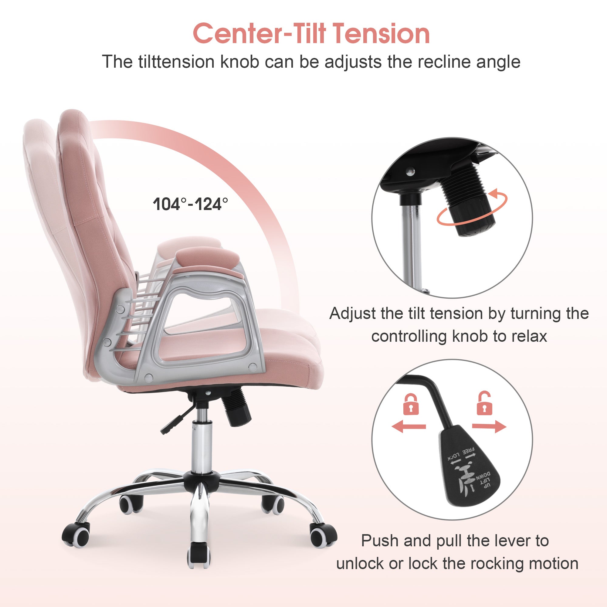 Height Adjustable Lumbar Support Nail Work Chair, Cute Swivel Rolling Makeup Chair 3535