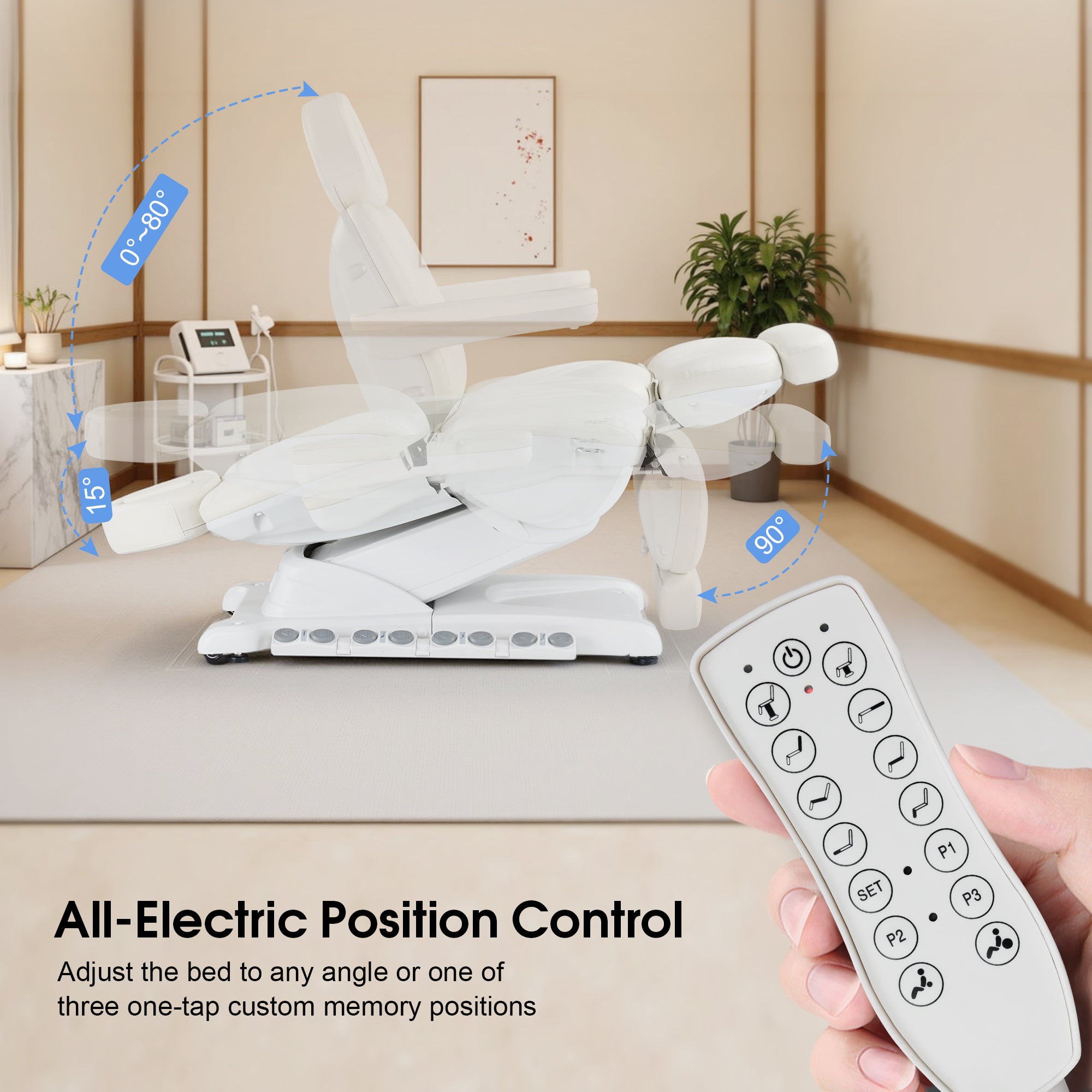 4-Motor Electric Facial Spa Bed with Hand & Foot Control, PU Leather Esthetician Adjustable Massage Table, 440 lbs Capacity 2119