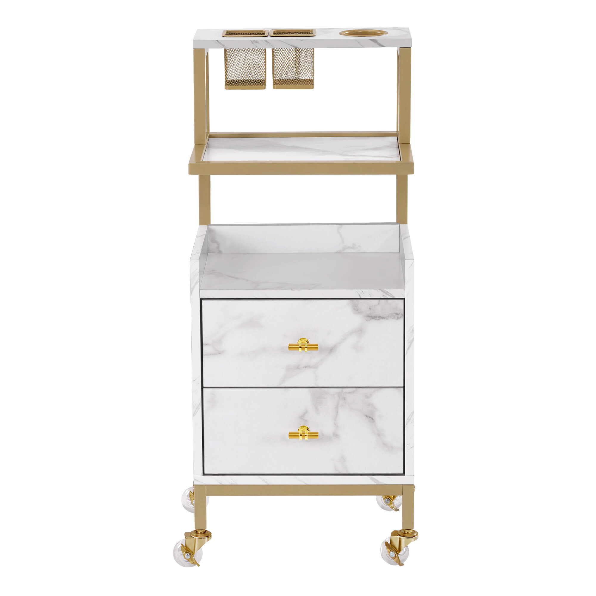 Beauty Salon Trolley with Tool Holders & Wheels, SPA Barber Rolling Cart with Metal Frame 2084