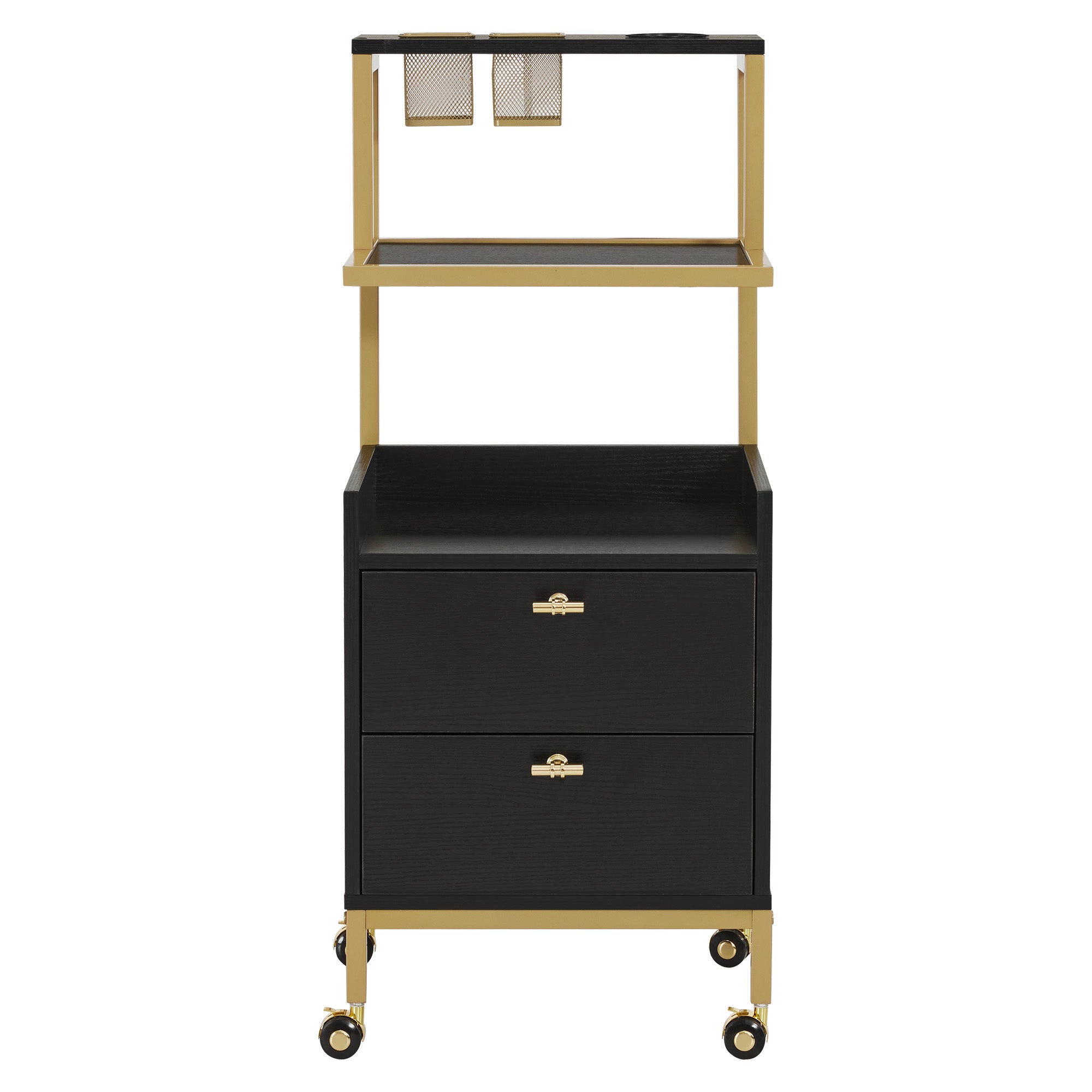 Beauty Salon Trolley with Tool Holders & Wheels, SPA Barber Rolling Cart with Metal Frame 2084