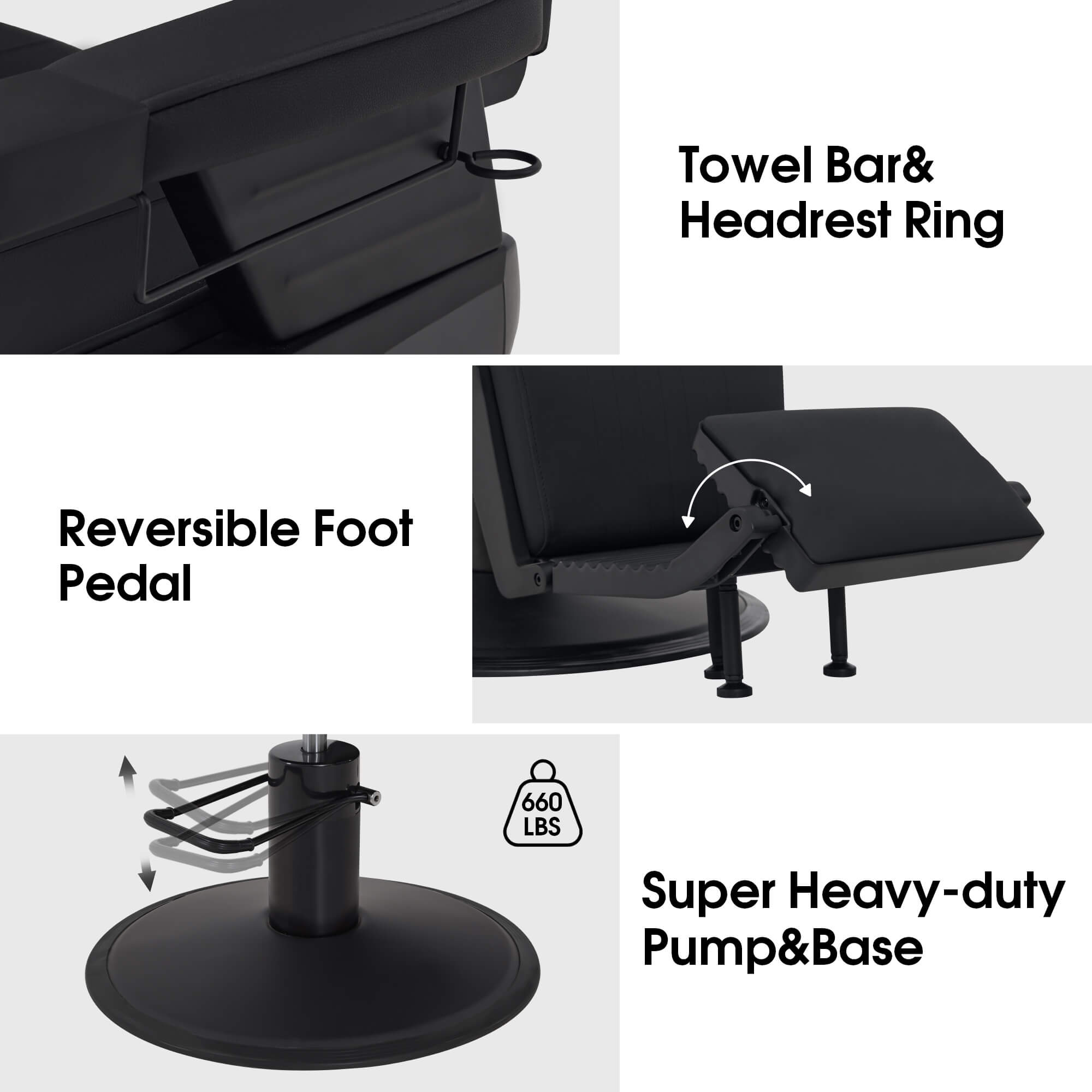 Barber Chair 3819 & Anti-Fatigue Mat 0085 Set - All Purpose Reclining Hydraulic Barber Chair with 1 Inch Thick Salon Mat, Ideal for Barbers & Stylists