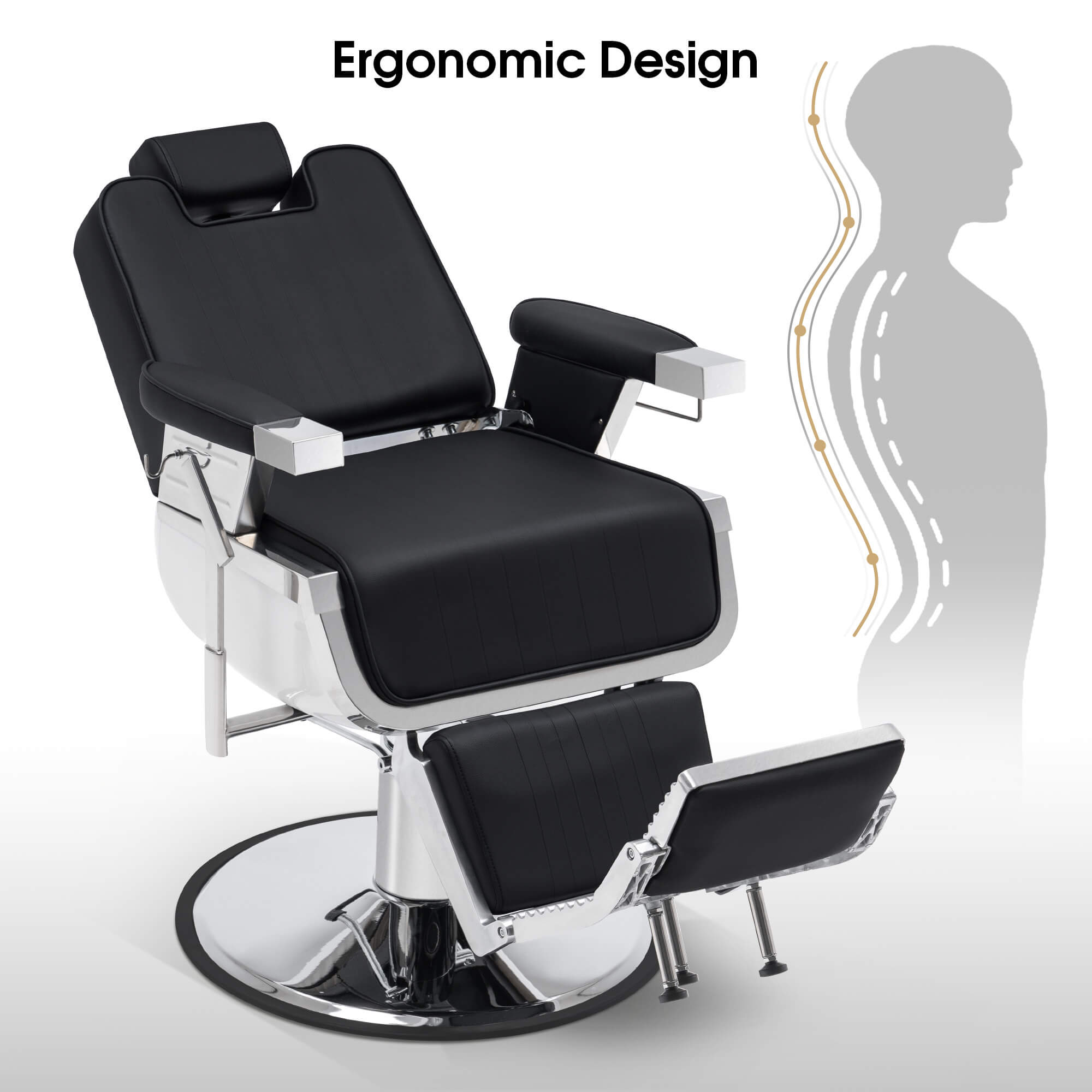 Barber Chair 3819 & Anti-Fatigue Mat 0085 Set - All Purpose Reclining Hydraulic Barber Chair with 1 Inch Thick Salon Mat, Ideal for Barbers & Stylists