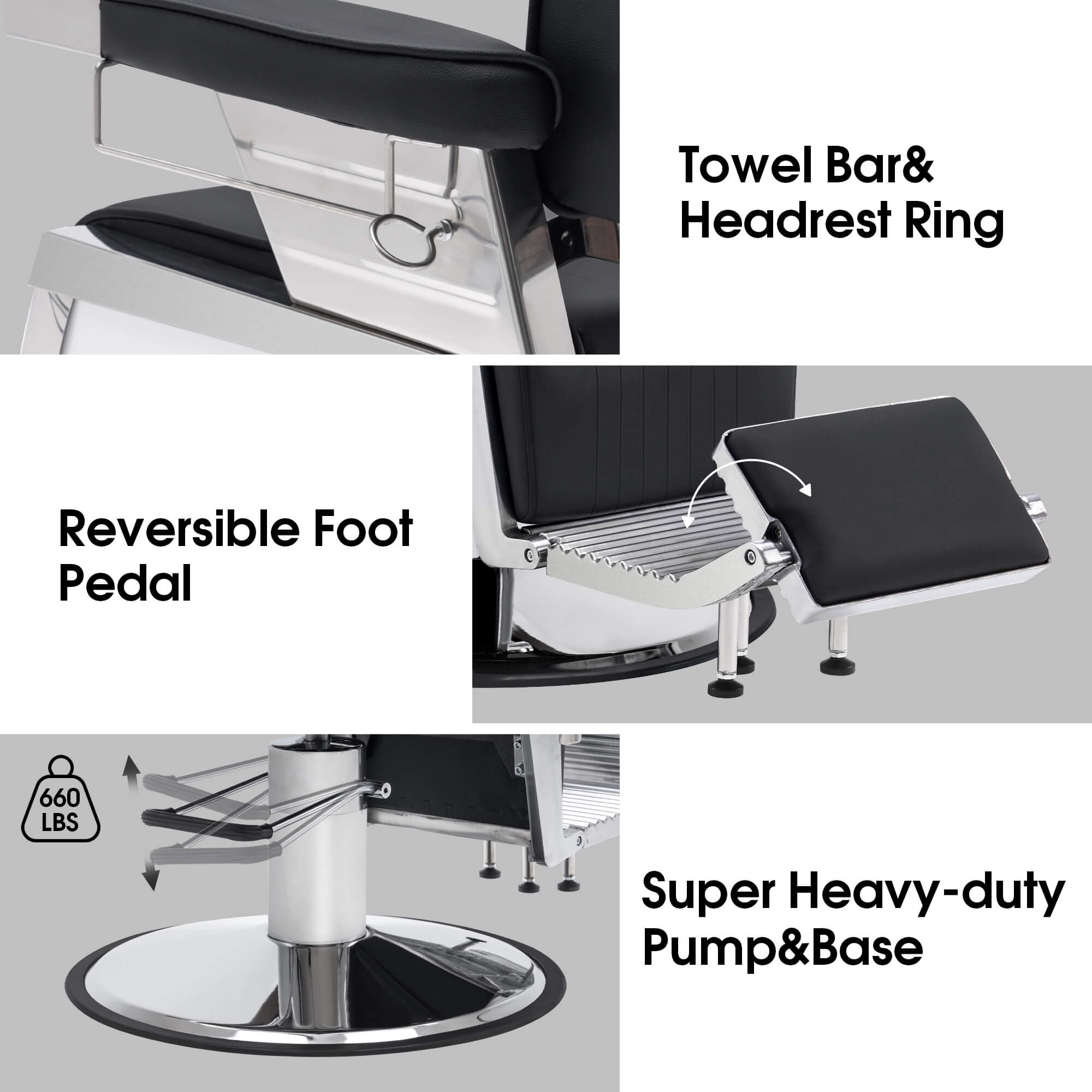 Barber Chair 3819 & Anti-Fatigue Mat 0085 Set - All Purpose Reclining Hydraulic Barber Chair with 1 Inch Thick Salon Mat, Ideal for Barbers & Stylists