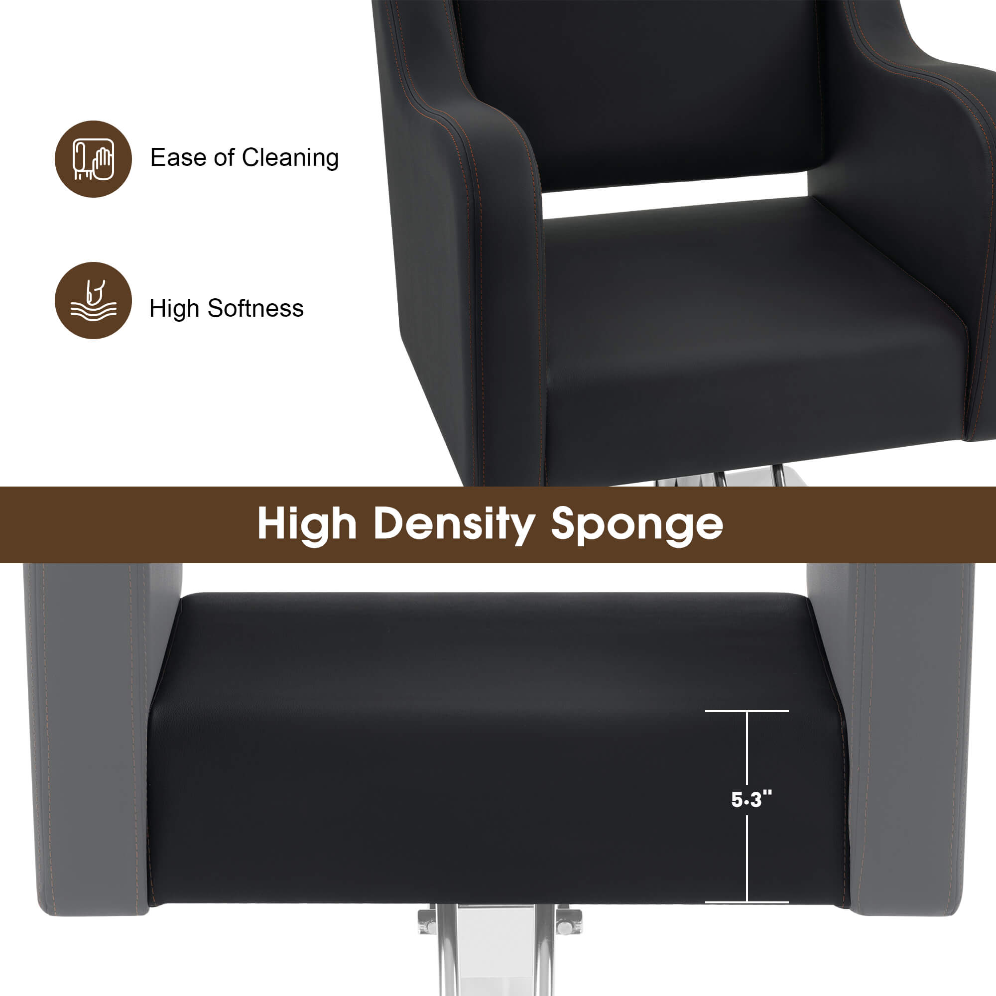 Salon Chair 3802 & Anti-Fatigue Mat 0040 Set - Professional Hydraulic Salon Chair with Ergonomic Salon Mat, Ideal for Barbers & Stylists