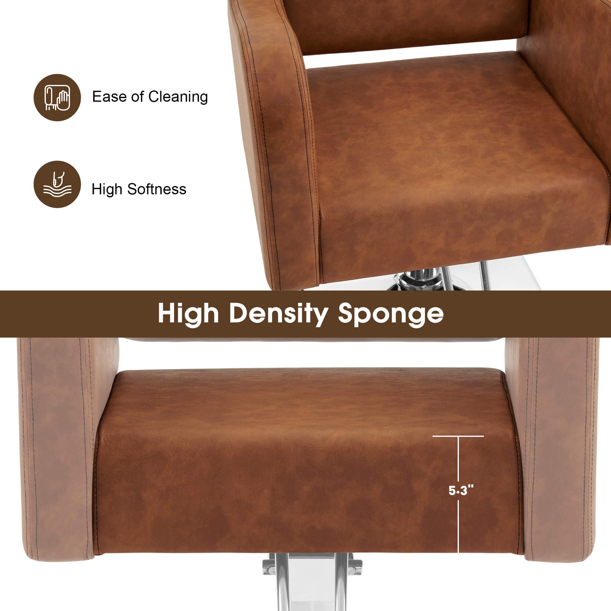 Salon Chair 3802 & Anti-Fatigue Mat 0030 Set - Professional Hydraulic Salon Chair with Ergonomic Salon Mat, Ideal for Barbers & Stylists