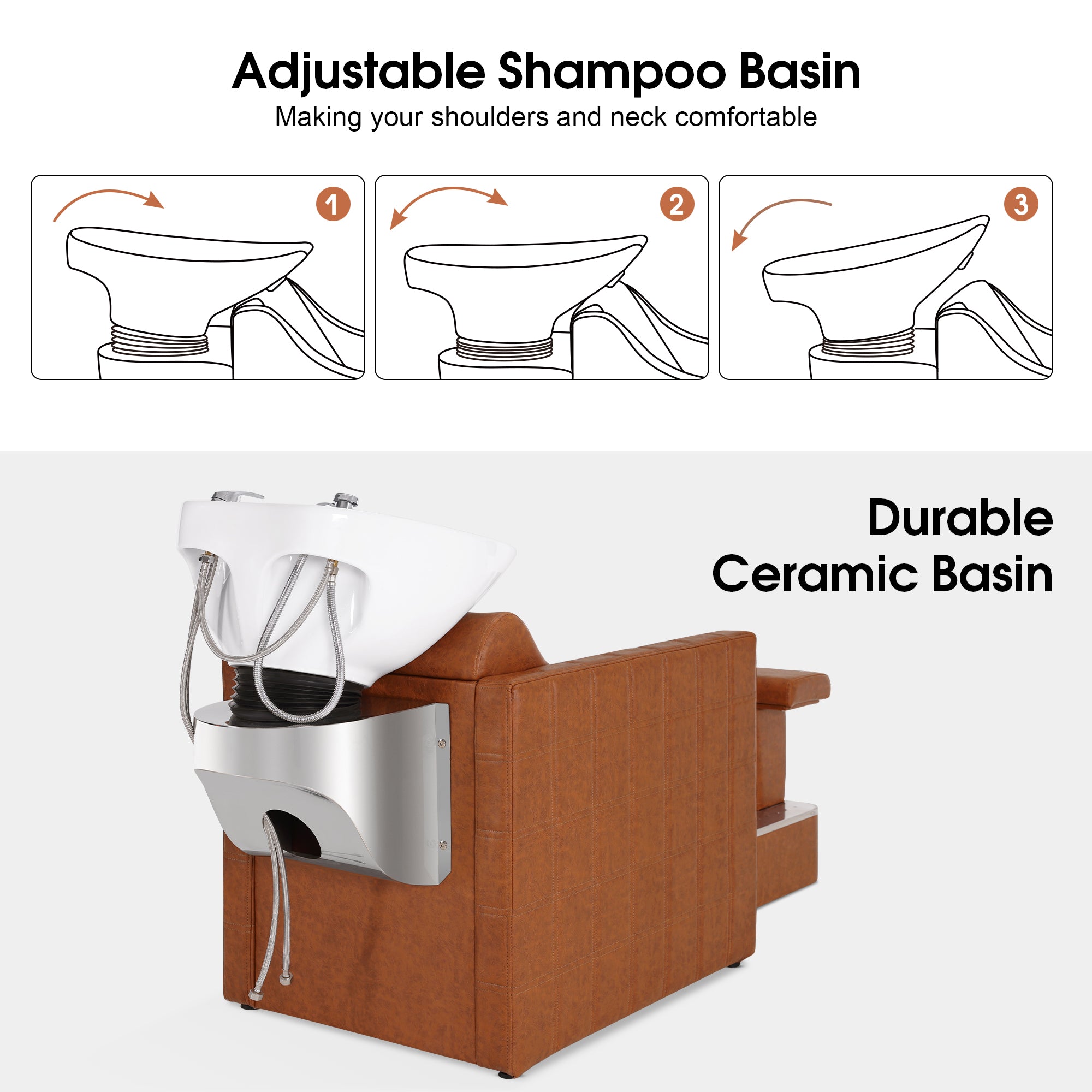 BarberPub Backwash Shampoo Station Chair, Salon Shampoo Bowl and Chair for Spa Barbershop 9083