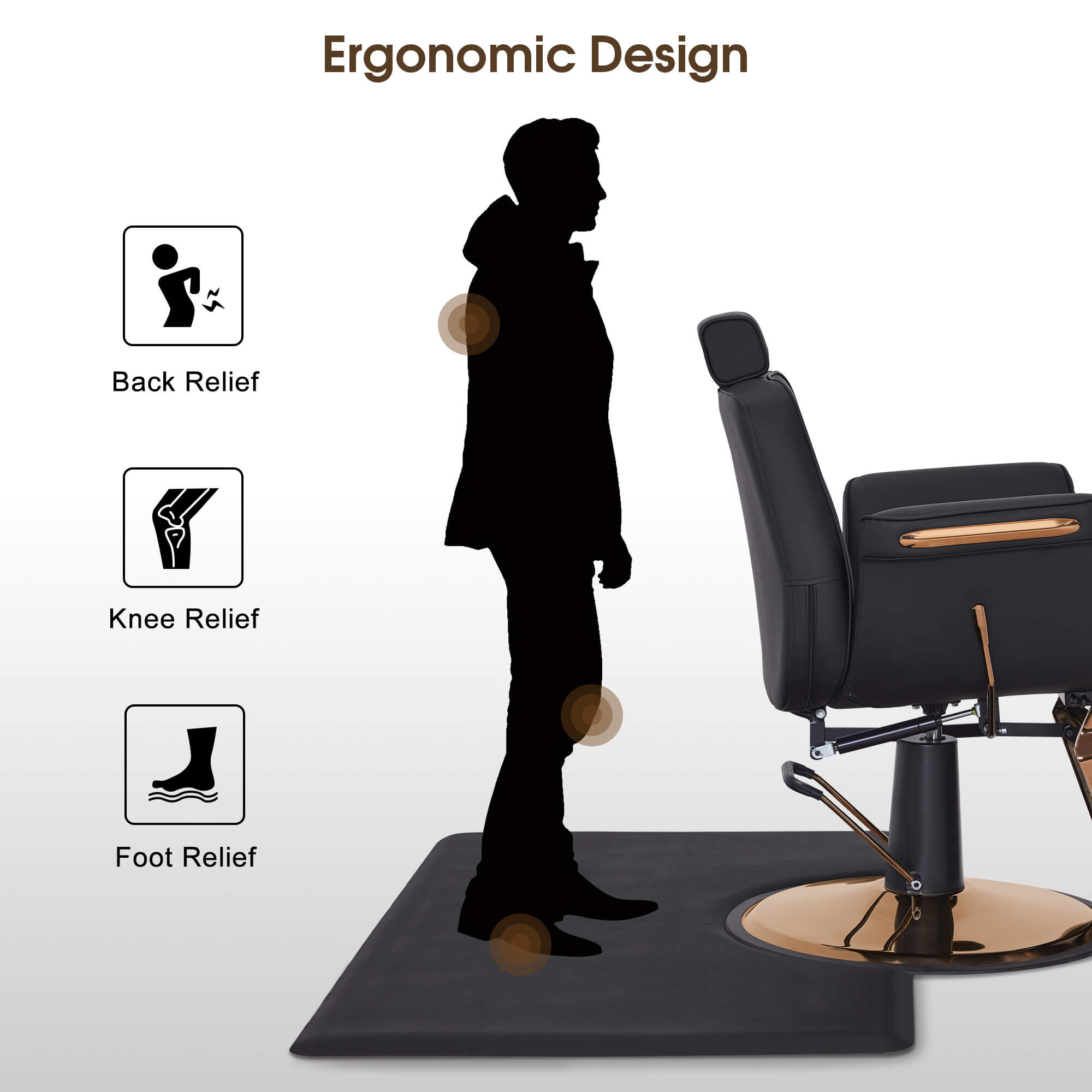 BarberPub 3x5 ft Salon Floor Mat Barber Floor Anti Fatigue Mat Rectangle 7/8'' Thick 0045