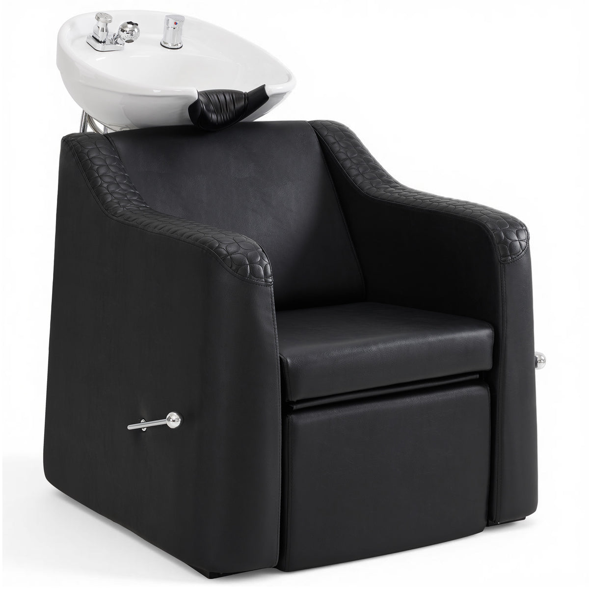 BarberPub Shampoo Chair and Bowl Set, Dual Side Hand Levers, 9043