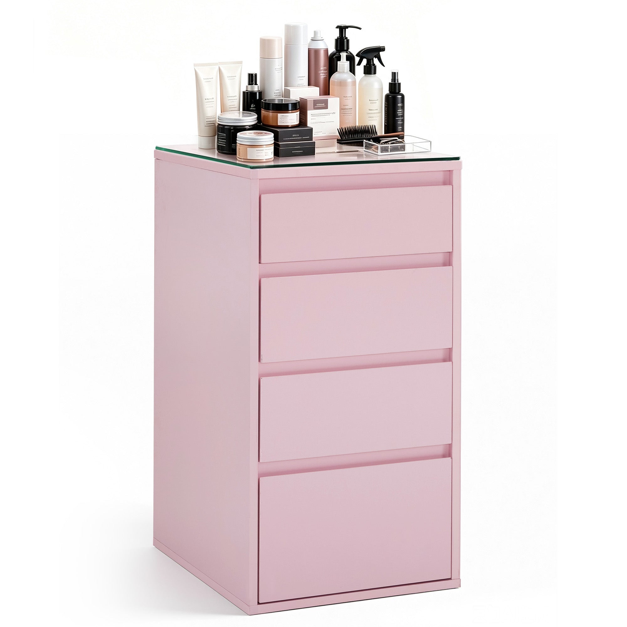 BarberPub Salon Storage Cabinet with Glass Top, Beauty Station 3381-1