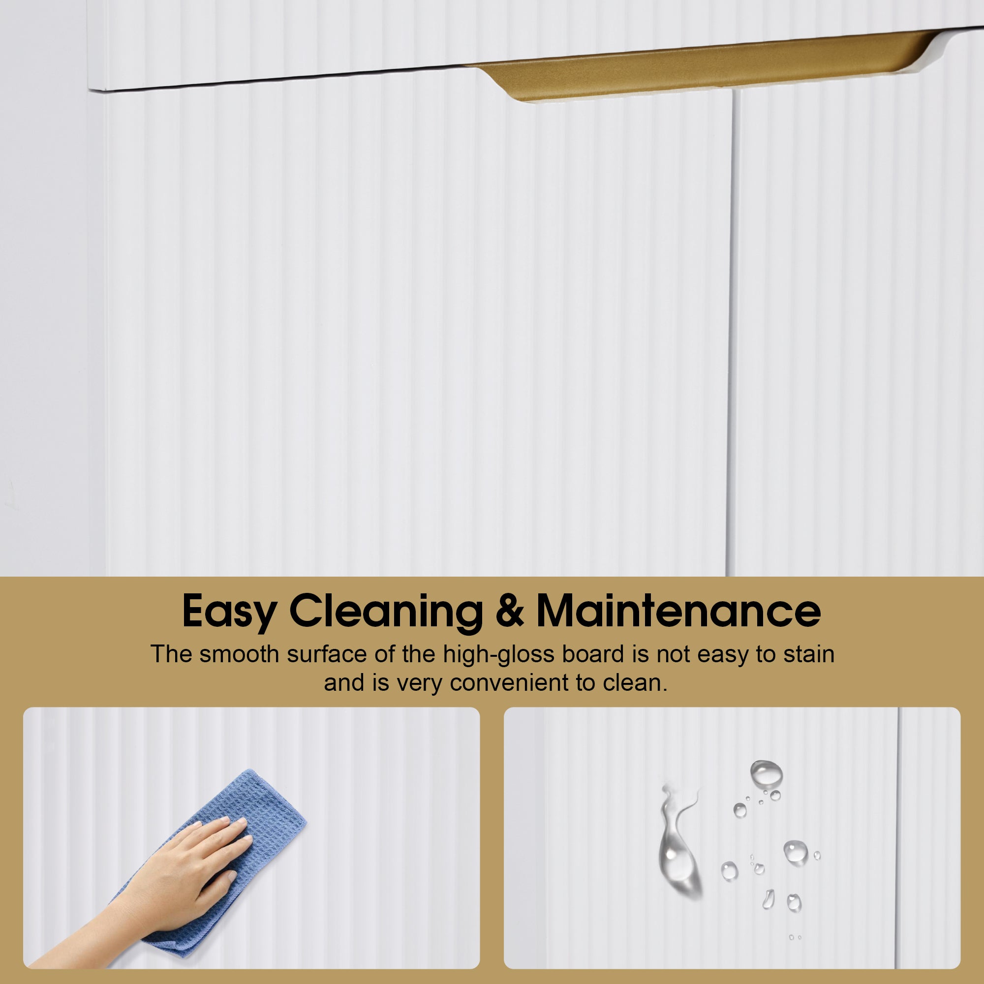 BarberPub Fluted Barber Station with Drawer & Cabinet, Beauty Salon White Storage Organizer 3196