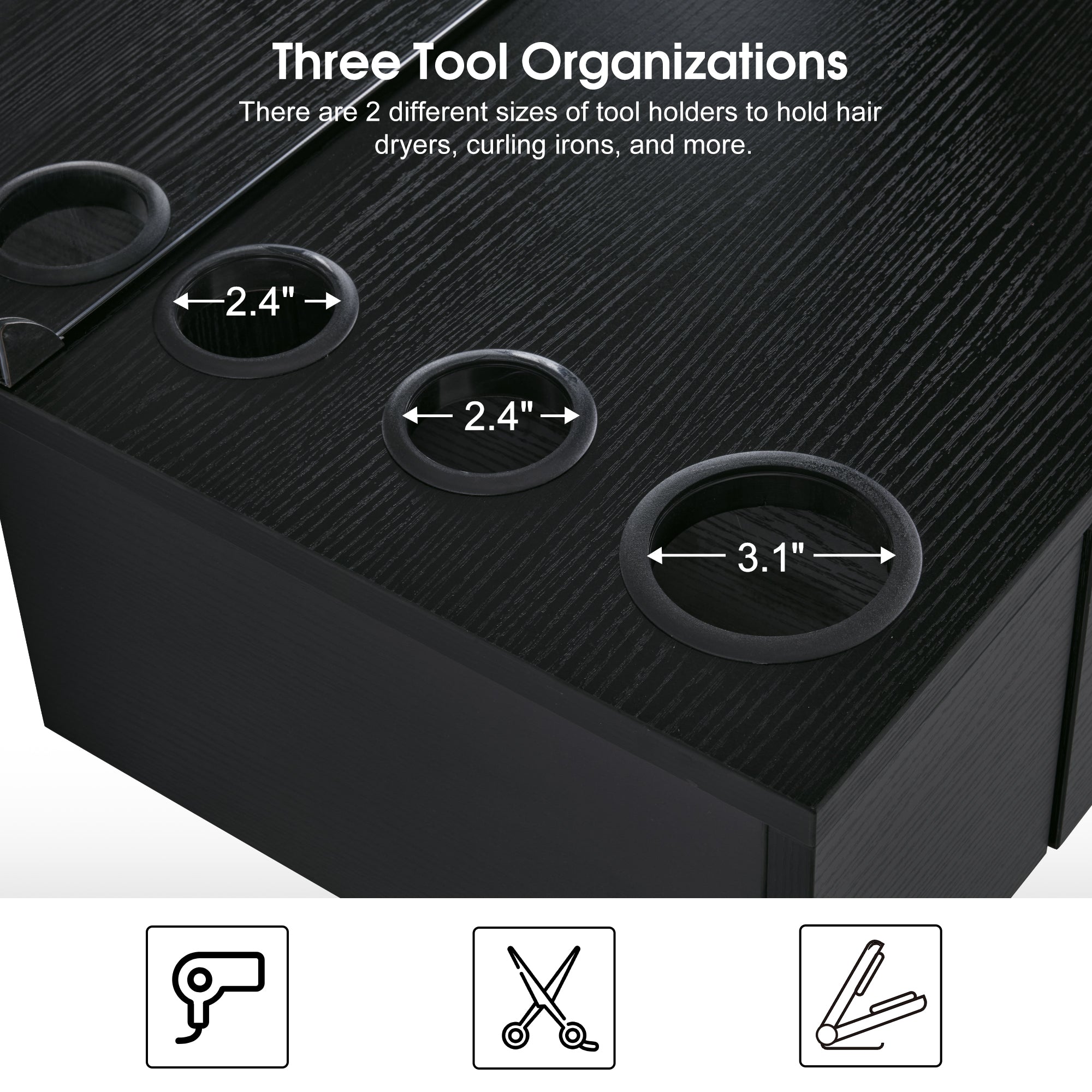 BarberPub Wall Mount Hair Styling Barber Station with Mirror Beauty Equipment 3026