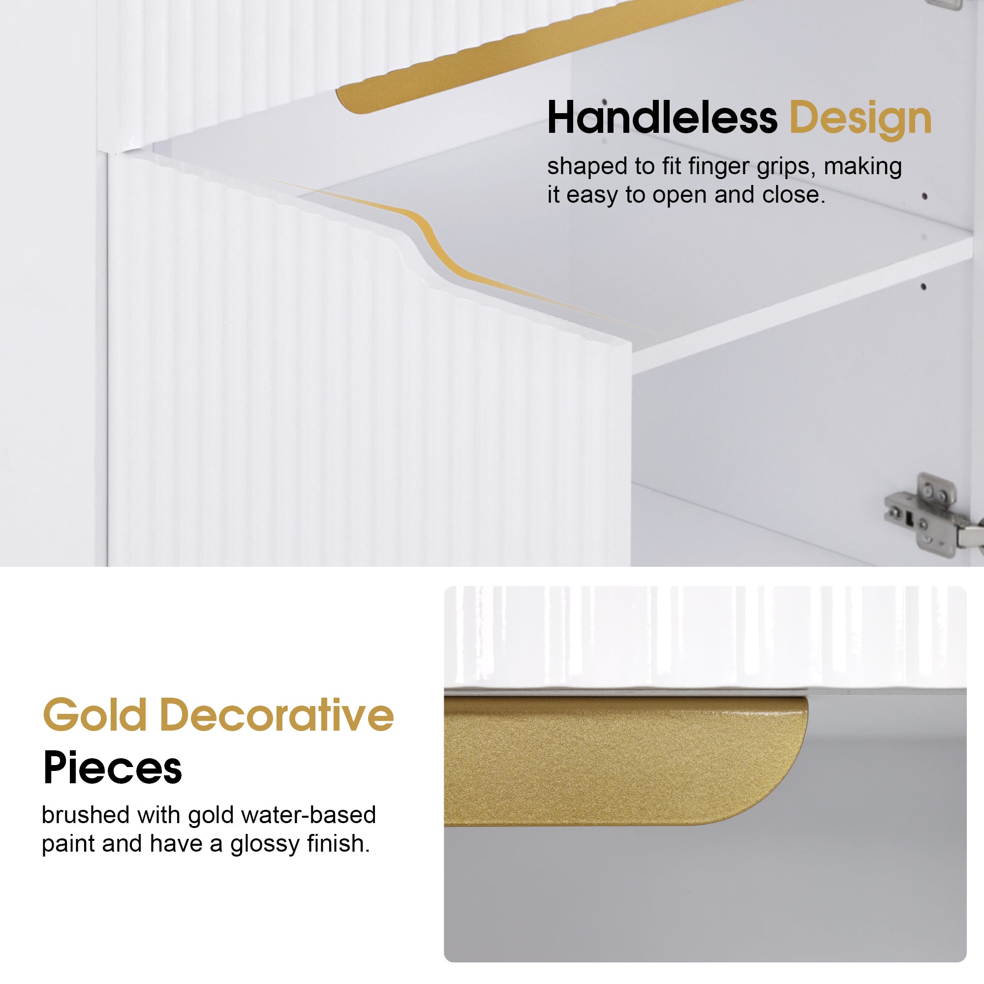 BarberPub Fluted Barber Station with Drawer & Cabinet, Beauty Salon White Storage Organizer 3196